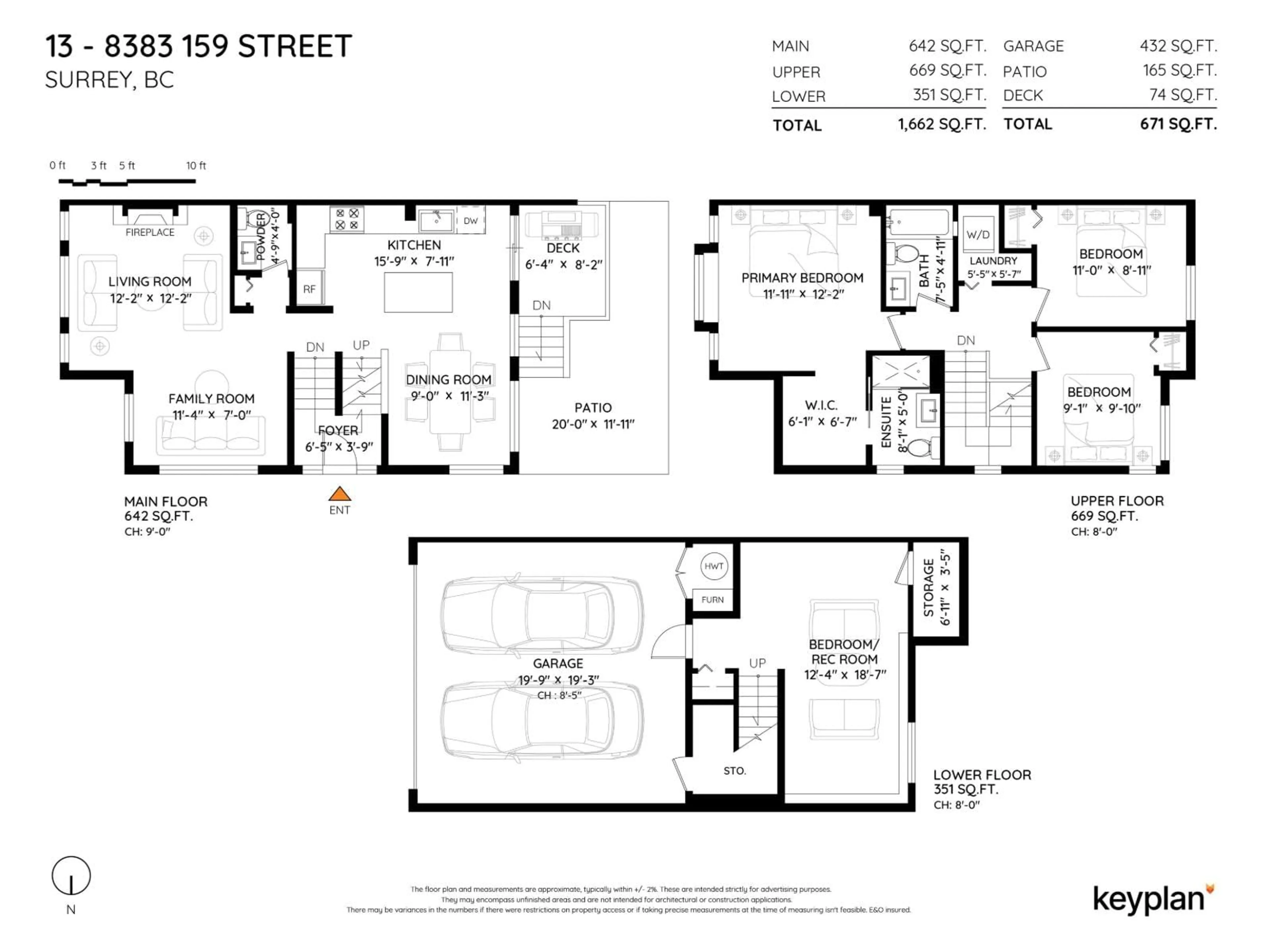 Floor plan for 13 - 8383 159, Surrey British Columbia V4N0W2