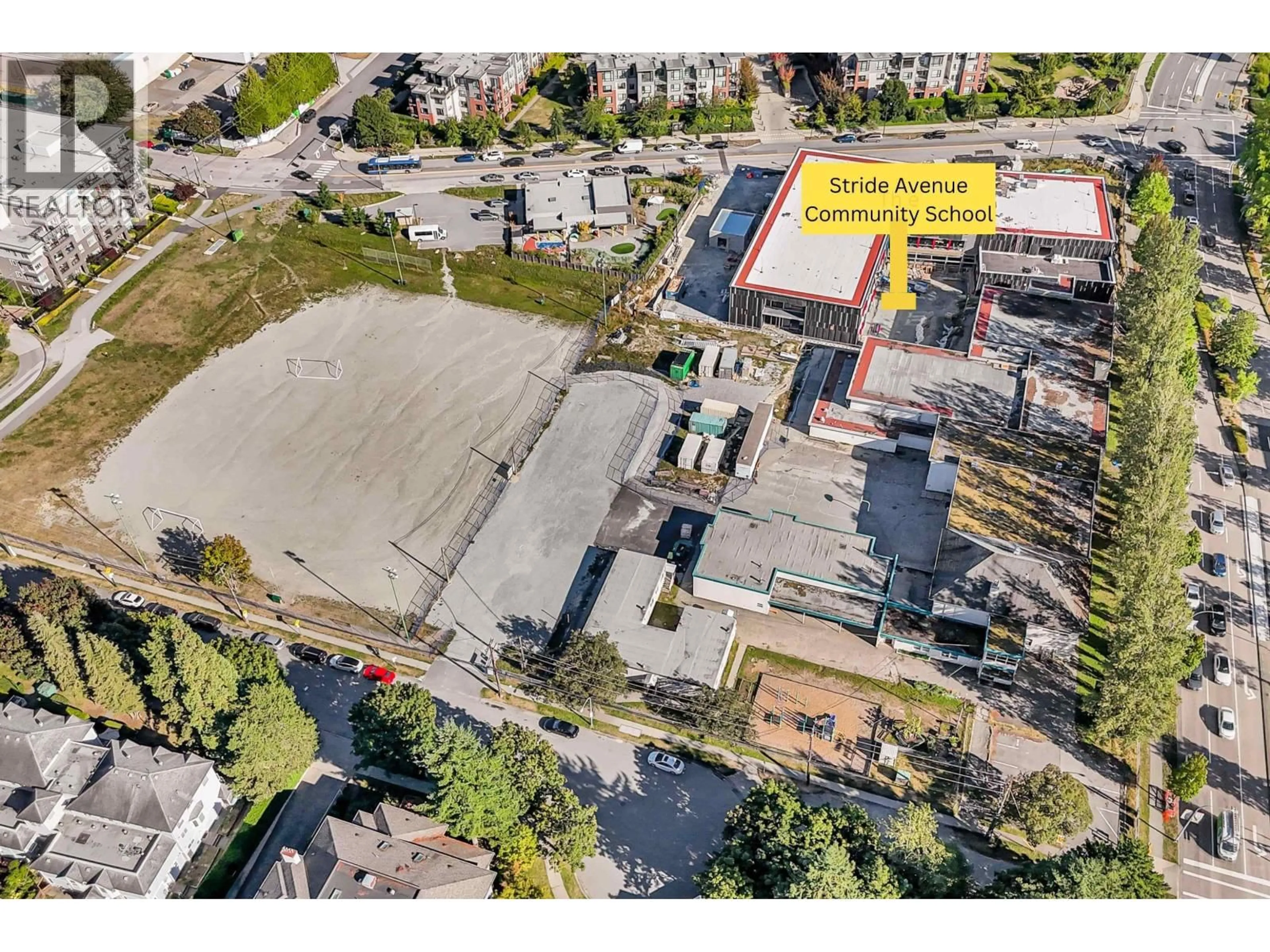 A pic from outside/outdoor area/front of a property/back of a property/a pic from drone, building for 201B - 7025 STRIDE AVENUE, Burnaby British Columbia V3N4Y2
