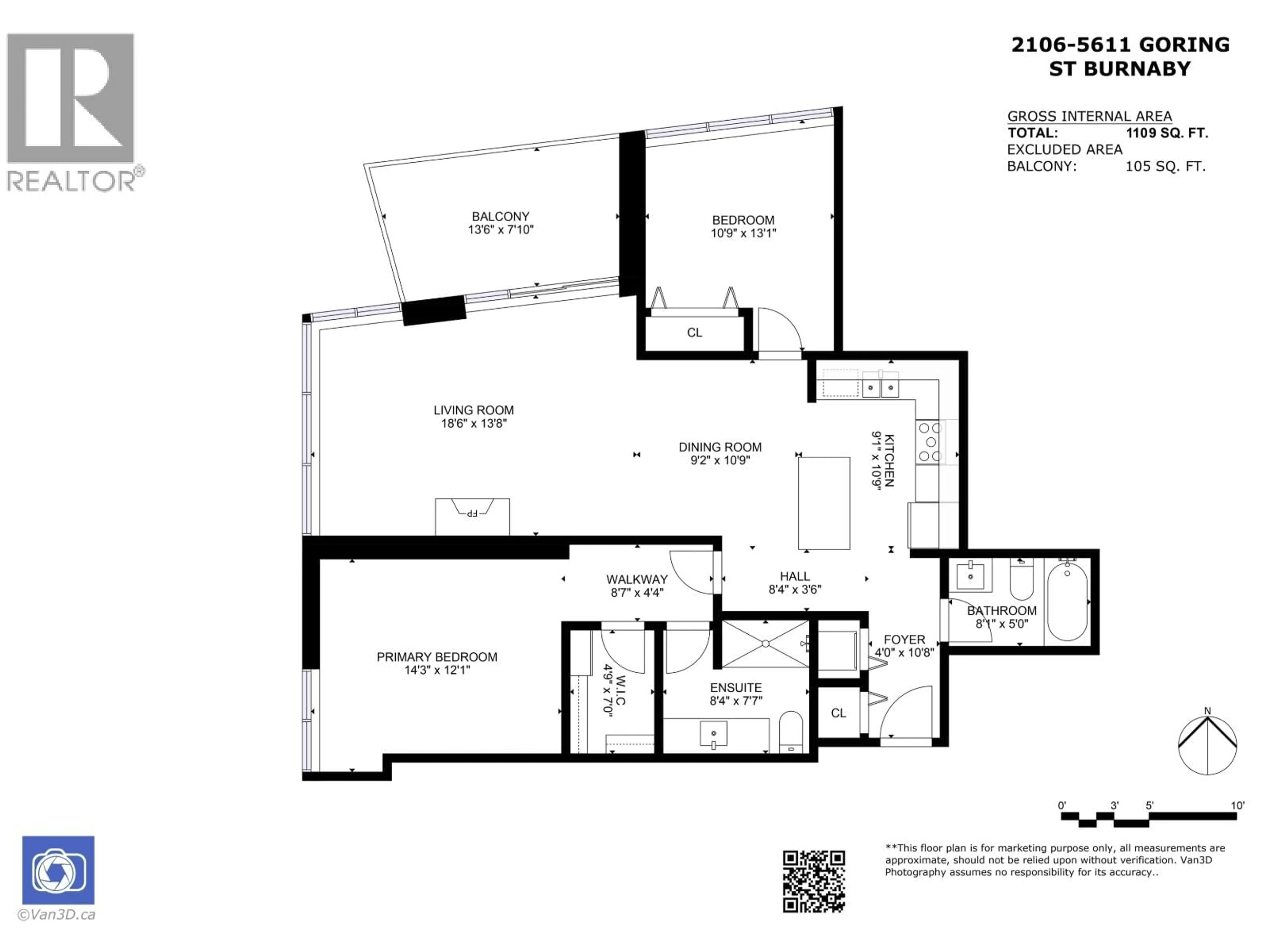 Floor plan for 2106 - 5611 GORING STREET, Burnaby British Columbia V5B0A3