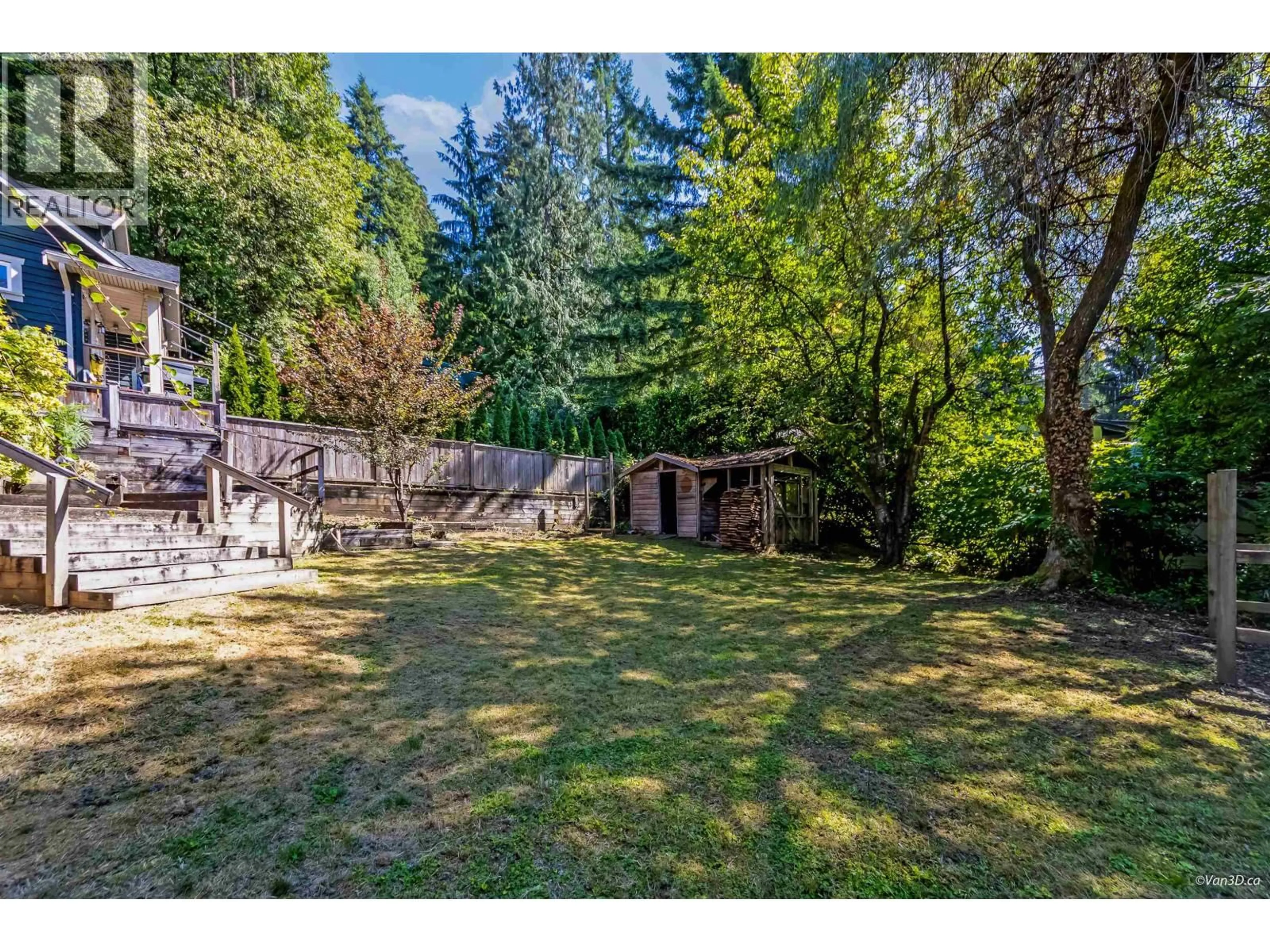 A pic from outside/outdoor area/front of a property/back of a property/a pic from drone, forest/trees view for 4585 RAEBURN STREET, North Vancouver British Columbia V7G1K3