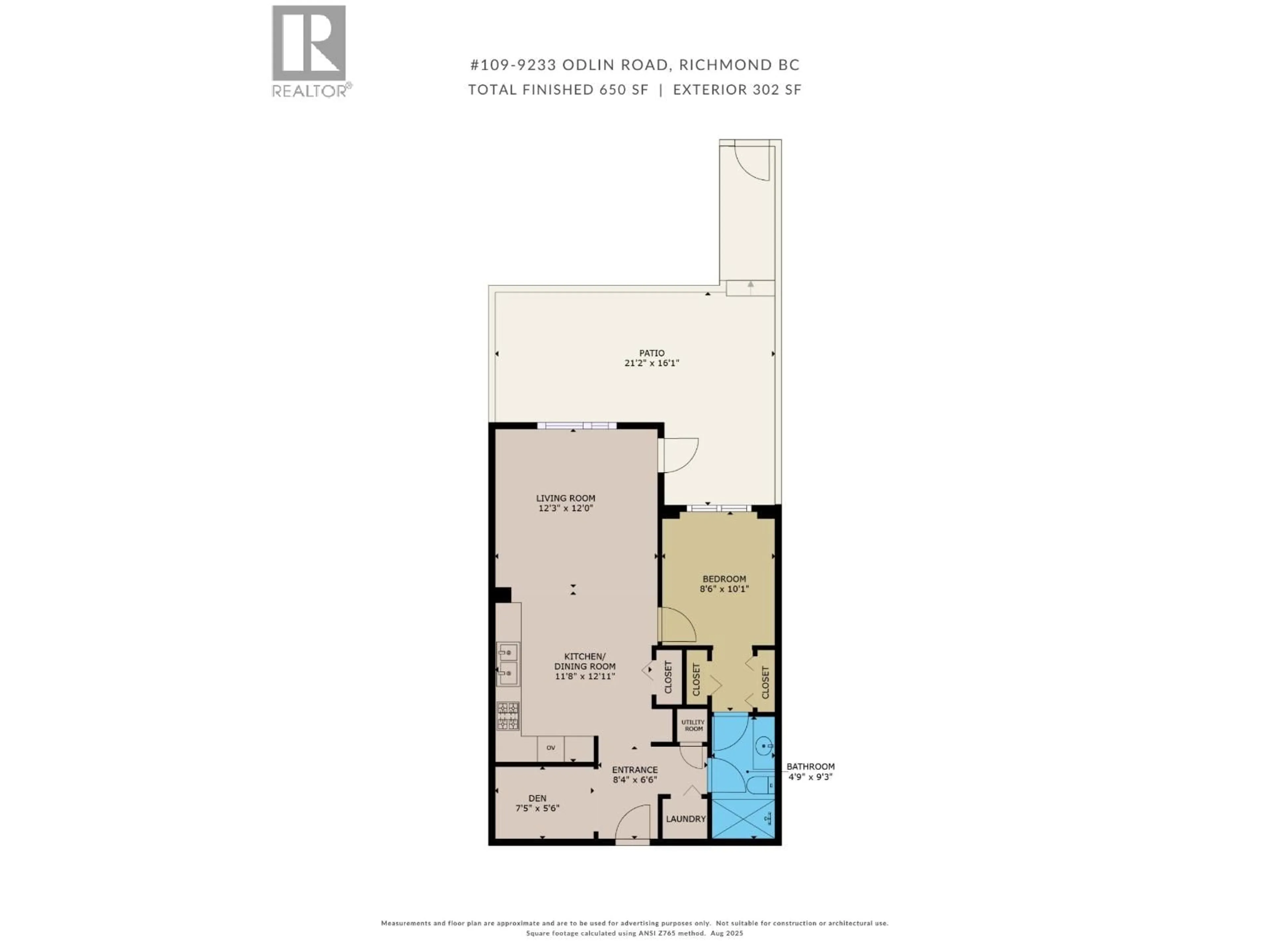 Floor plan for 109 - 9233 ODLIN ROAD, Richmond British Columbia V6X0V4