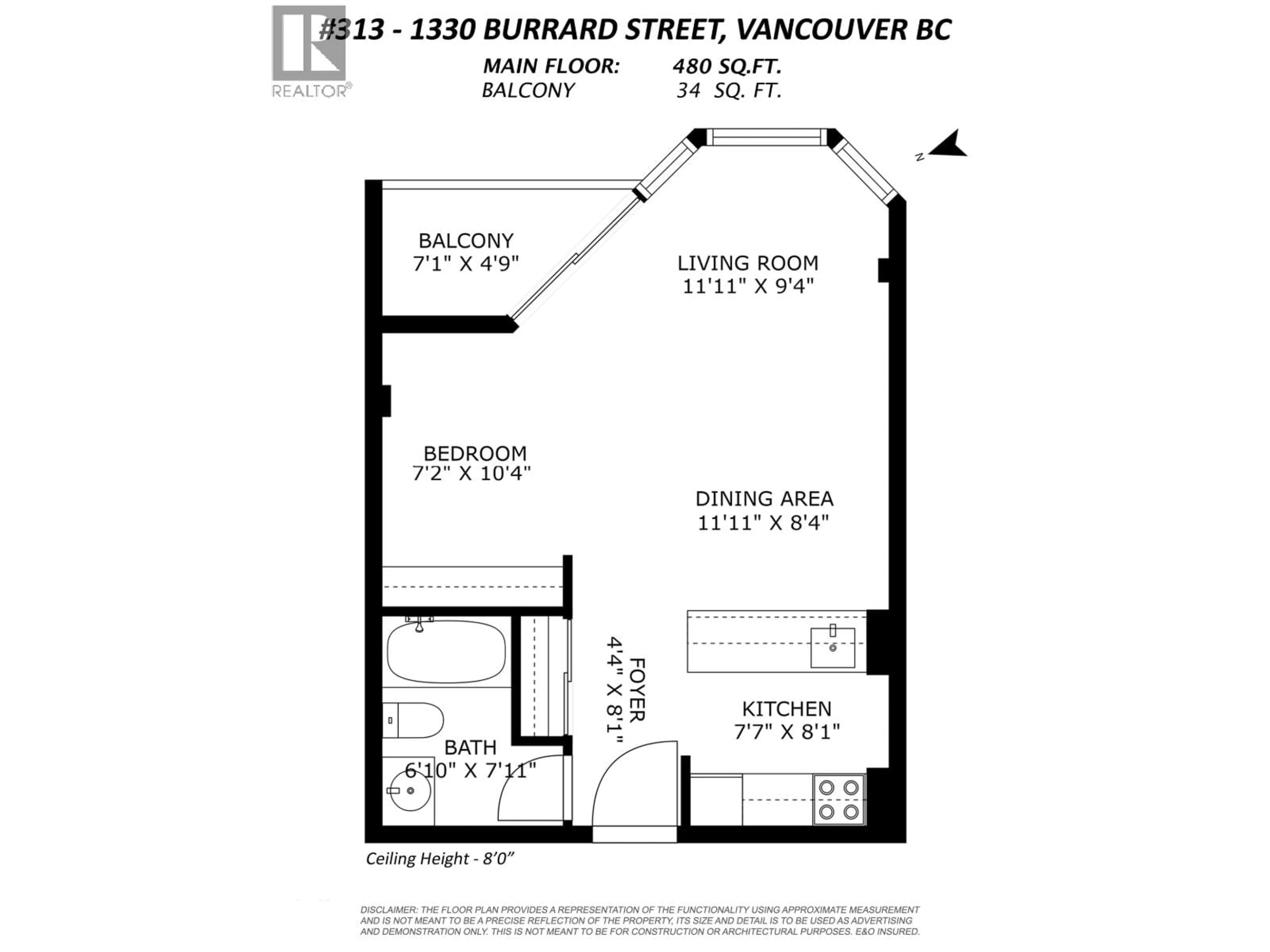 Floor plan for 313 - 1330 BURRARD STREET, Vancouver British Columbia V6Z2B8
