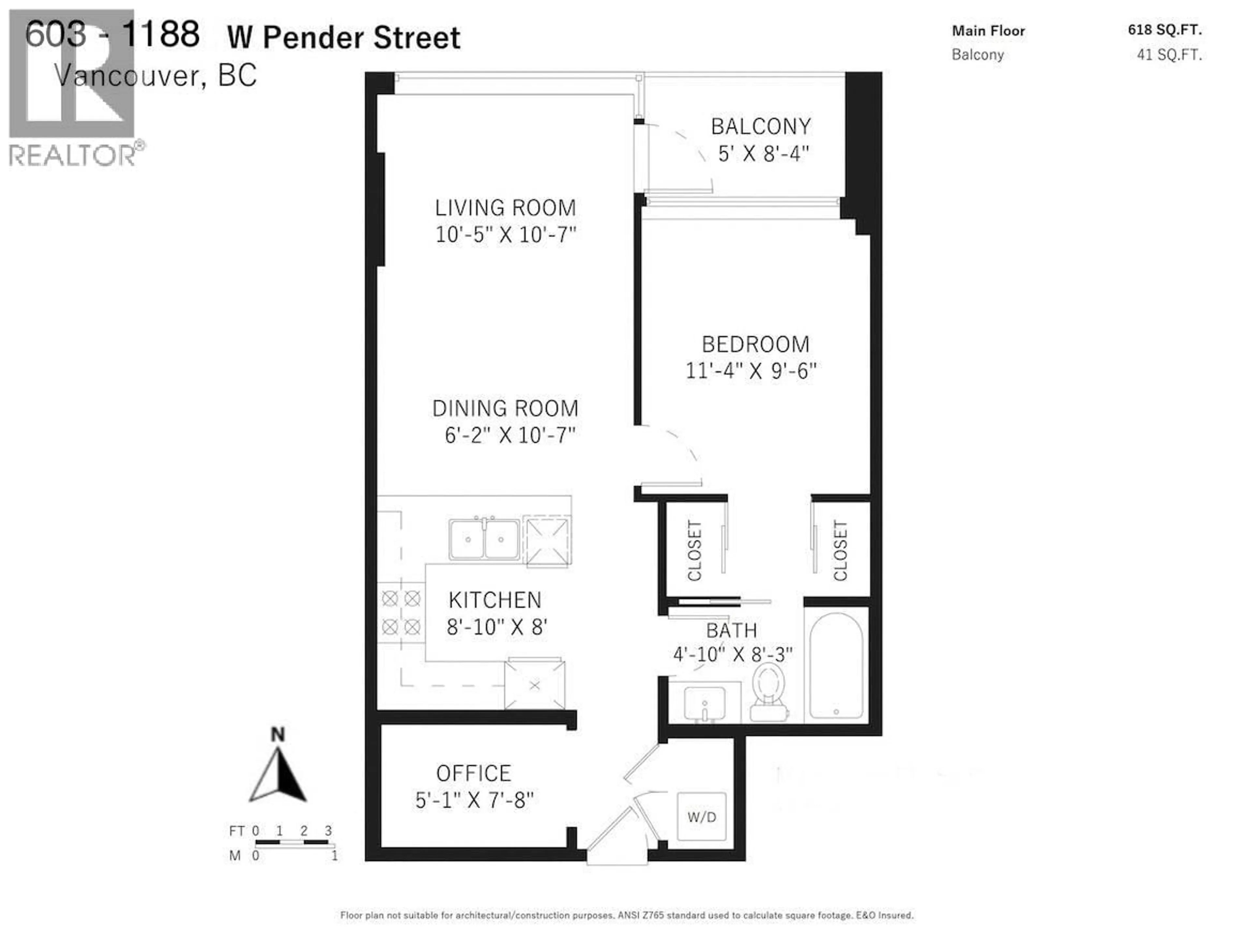 Floor plan for 603 - 1188 PENDER STREET, Vancouver British Columbia V6E0A2