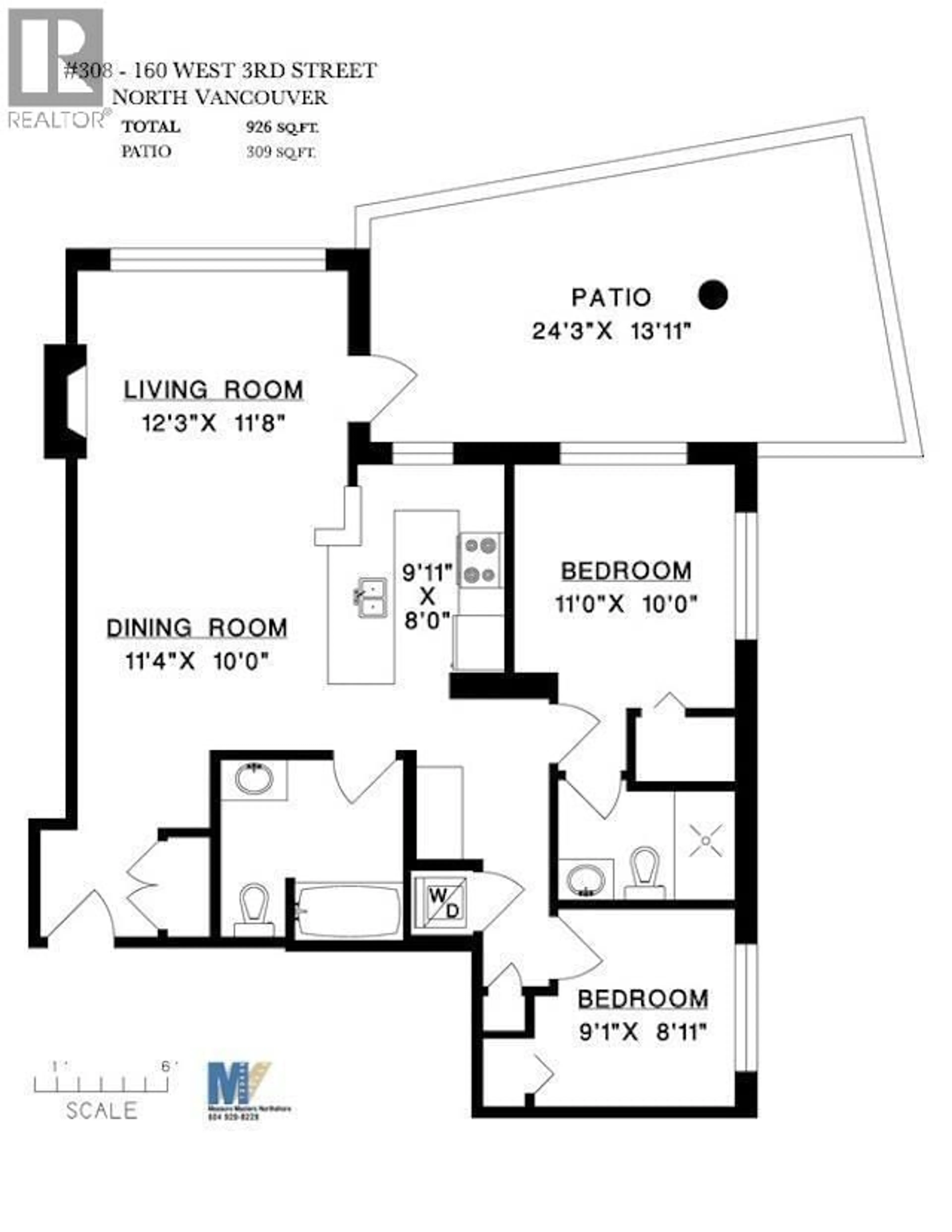 Floor plan for 308 - 160 3RD STREET, North Vancouver British Columbia V7M0A9