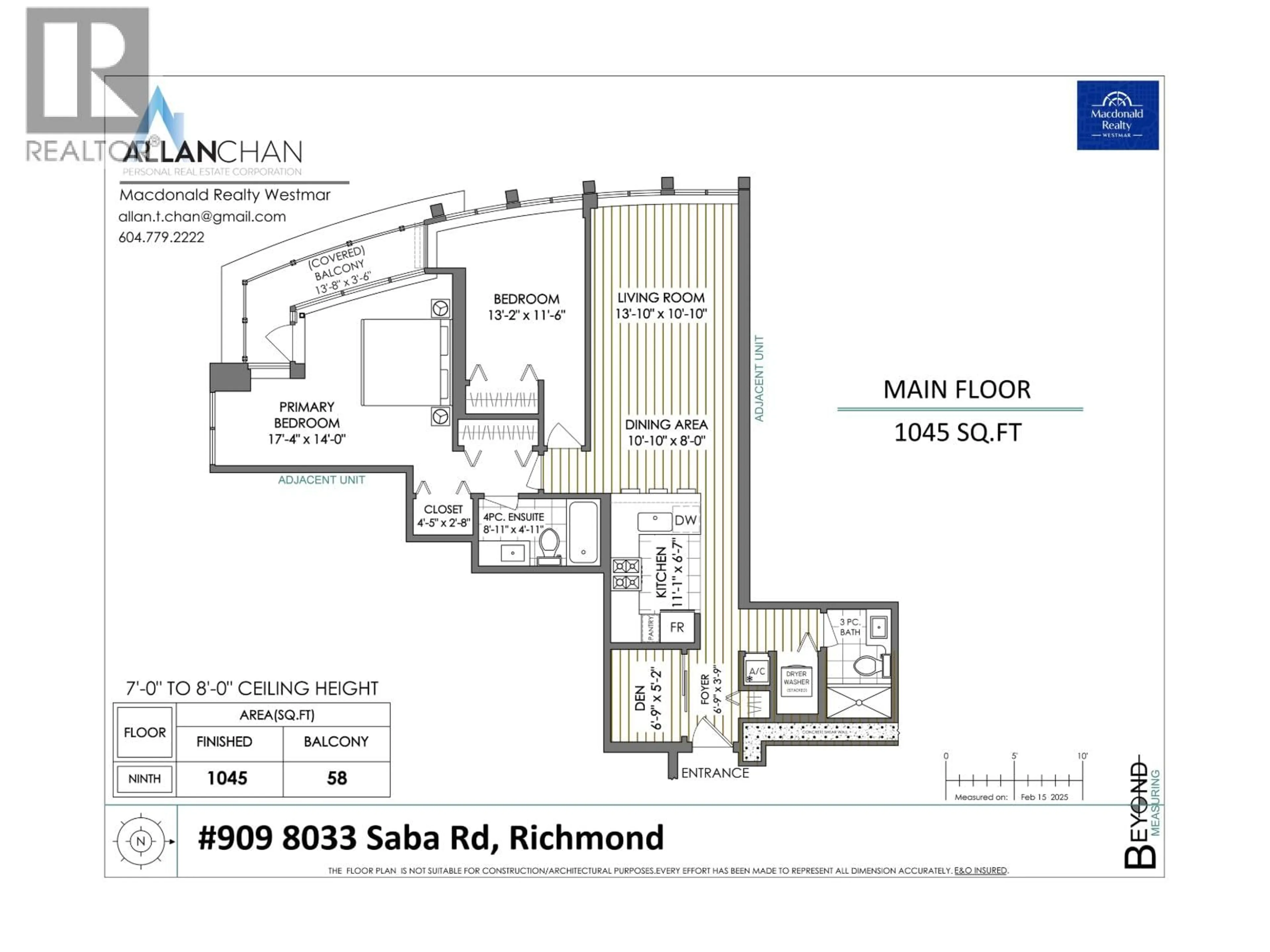 Floor plan for 909 - 8033 SABA ROAD, Richmond British Columbia V6Y4M8