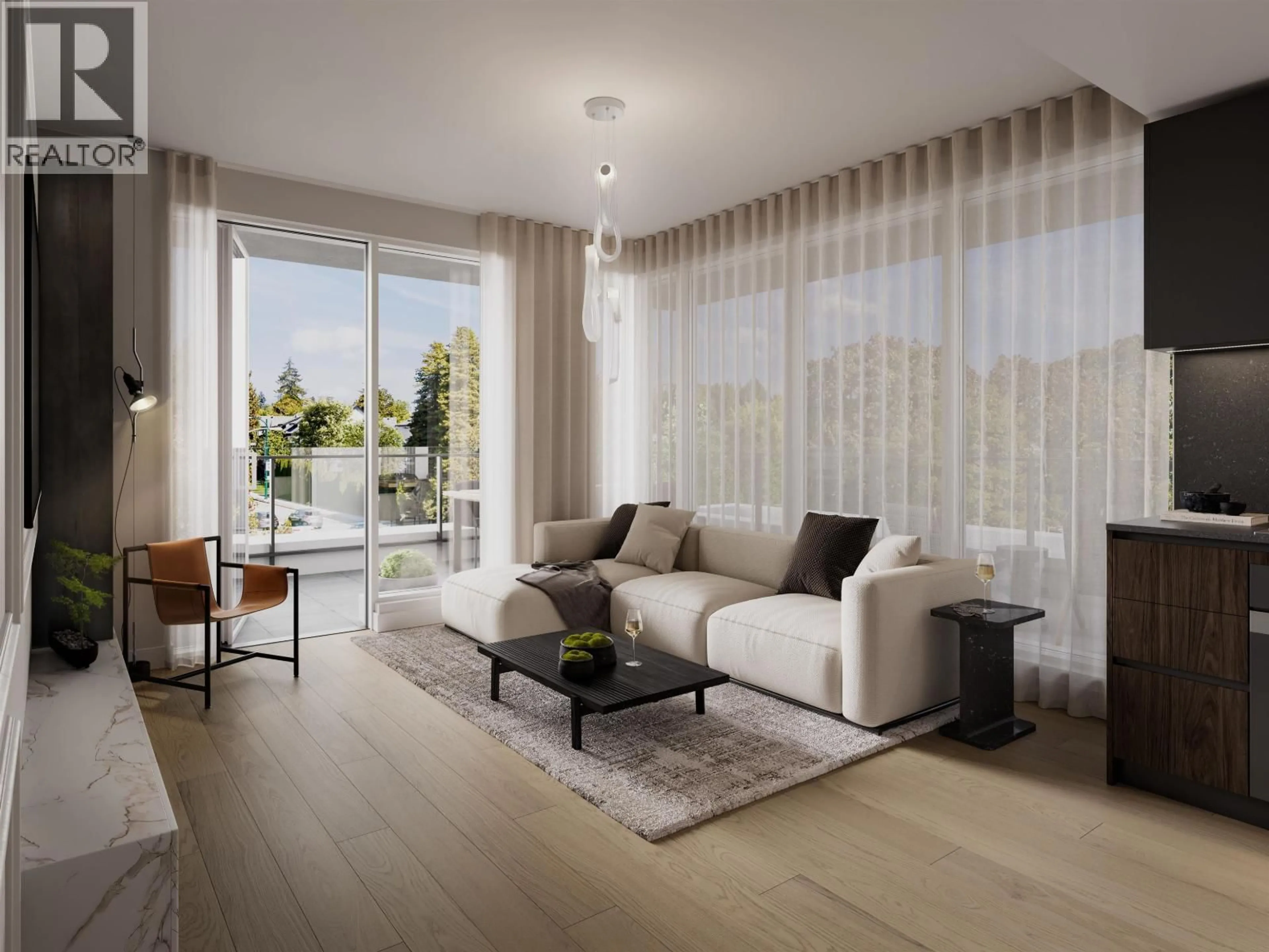 Living room with furniture, wood/laminate floor for 305 - 1010 64TH AVENUE, Vancouver British Columbia V6P2M3