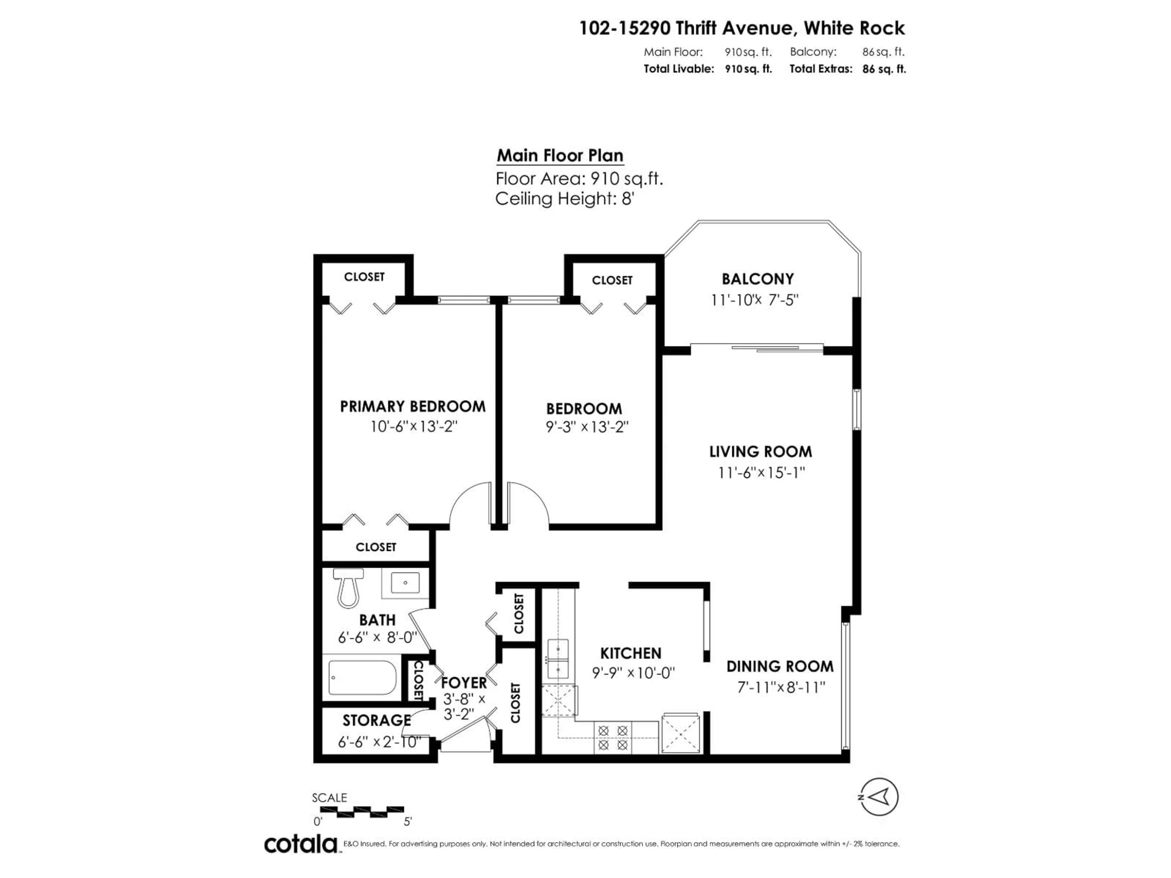 Floor plan for 102 - 15290 THRIFT, White Rock British Columbia V4B2L2