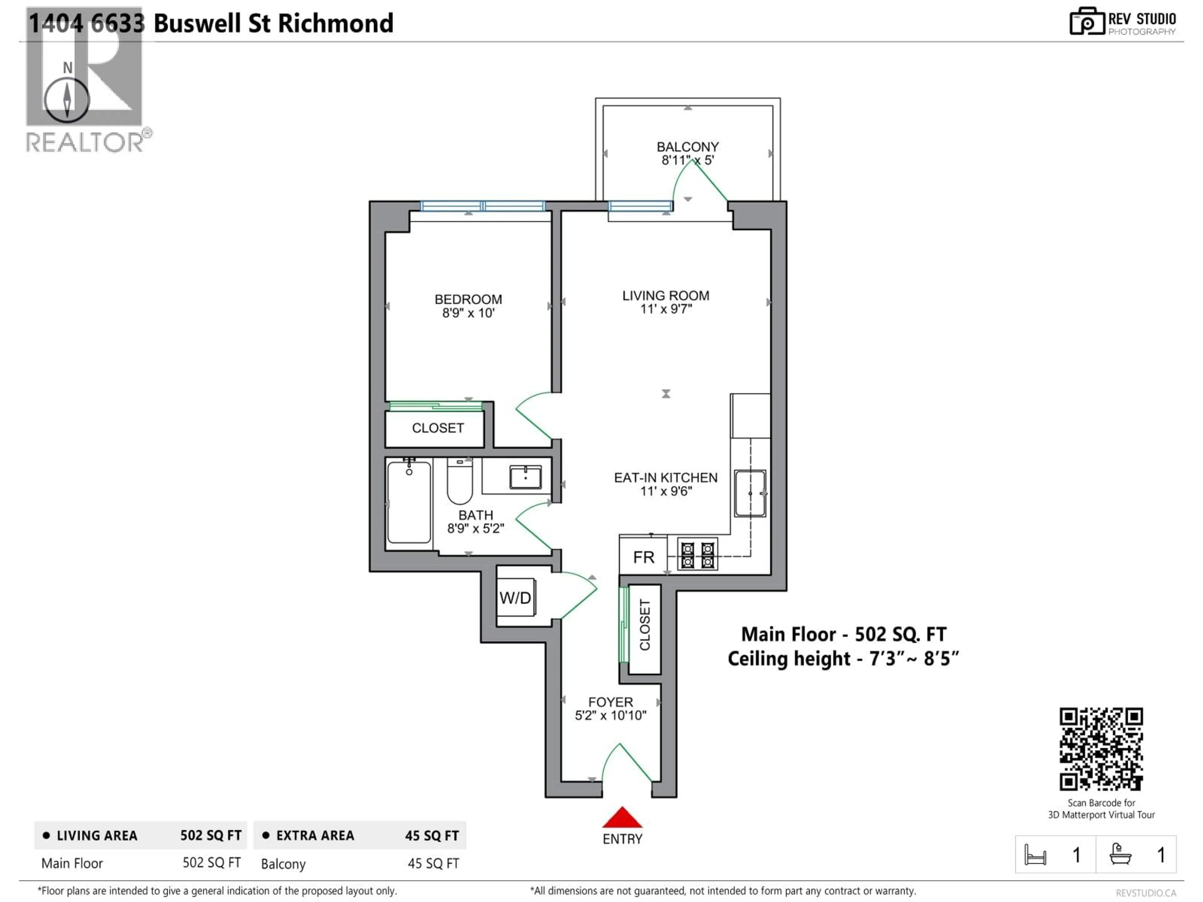Floor plan for 1404 - 6633 BUSWELL STREET, Richmond British Columbia V6Y0M3