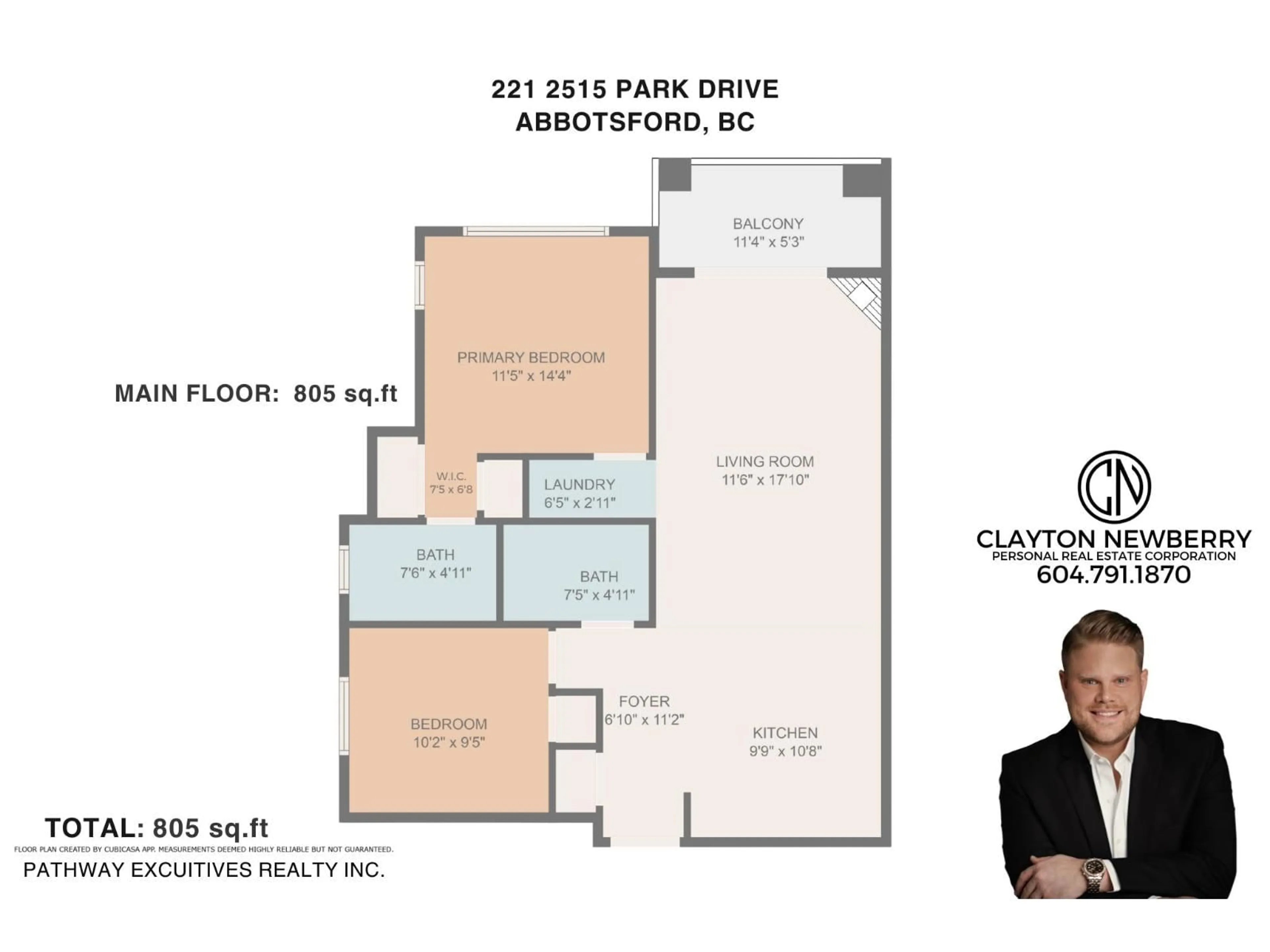 Floor plan for 221 - 2515 PARK, Abbotsford British Columbia V2S0B2