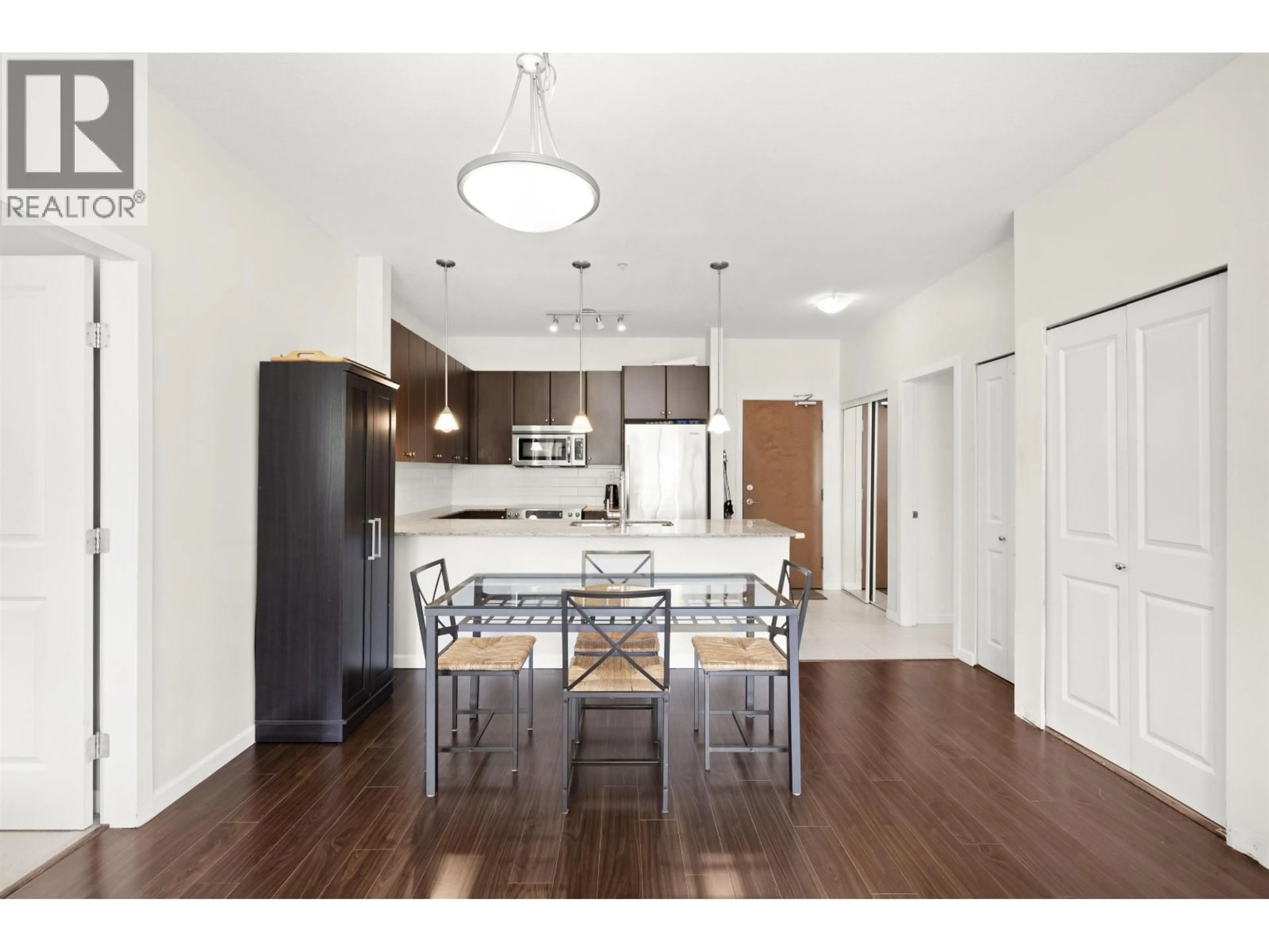Open concept kitchen, wood/laminate floor for 301 - 275 ROSS DRIVE, New Westminster British Columbia V3L0B6