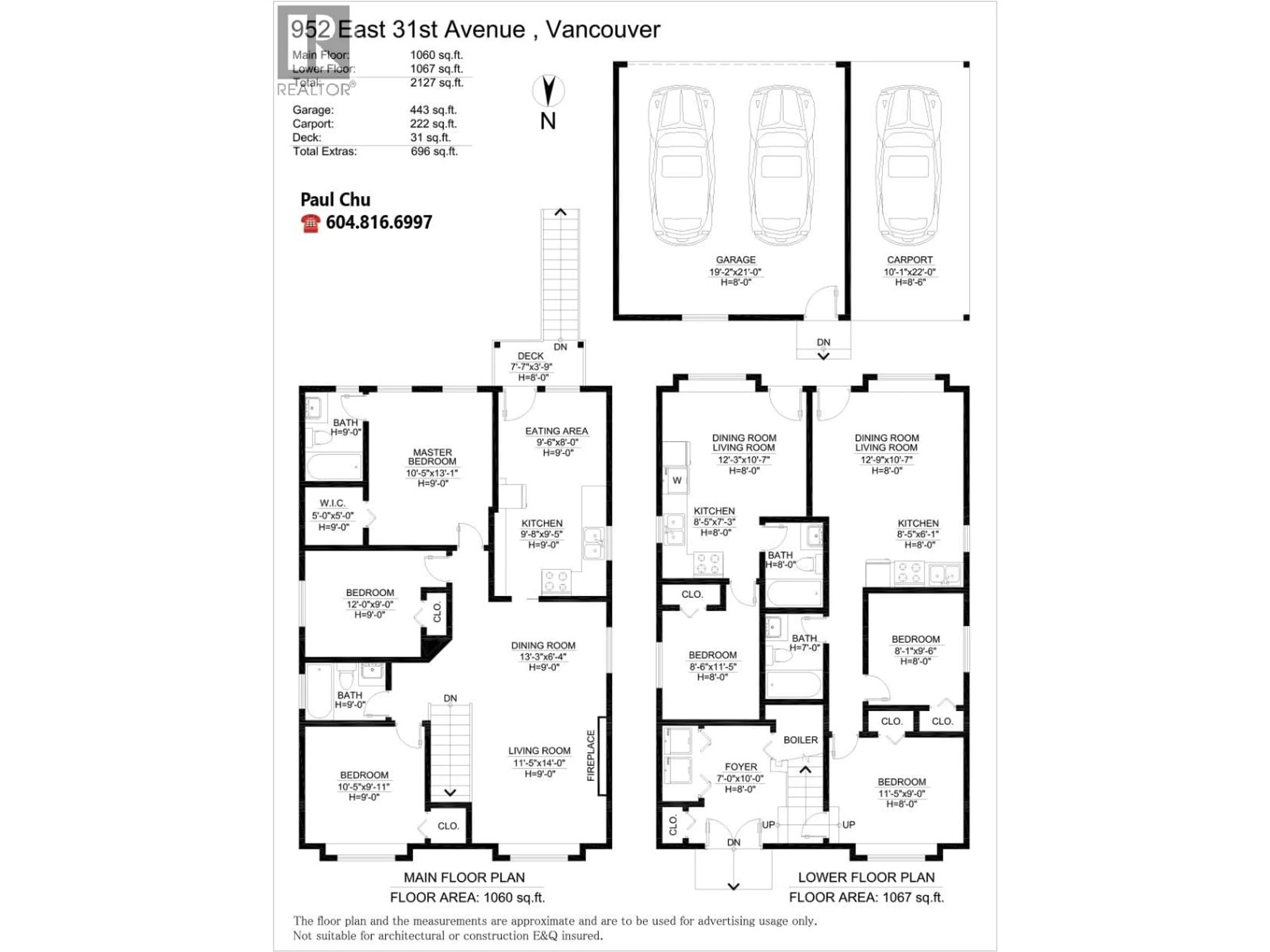 Floor plan for 952 31ST AVENUE, Vancouver British Columbia V5V2X4