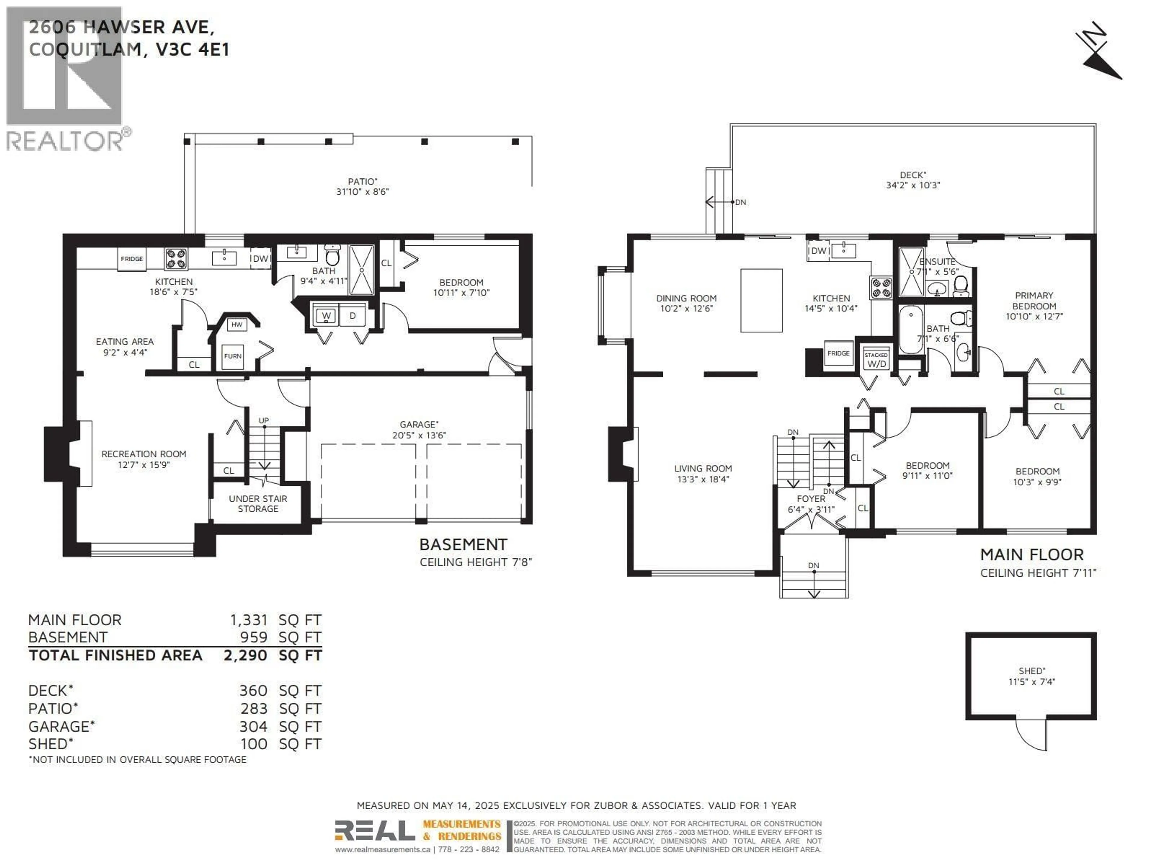 Floor plan for 2606 HAWSER AVENUE, Coquitlam British Columbia V3C4E1