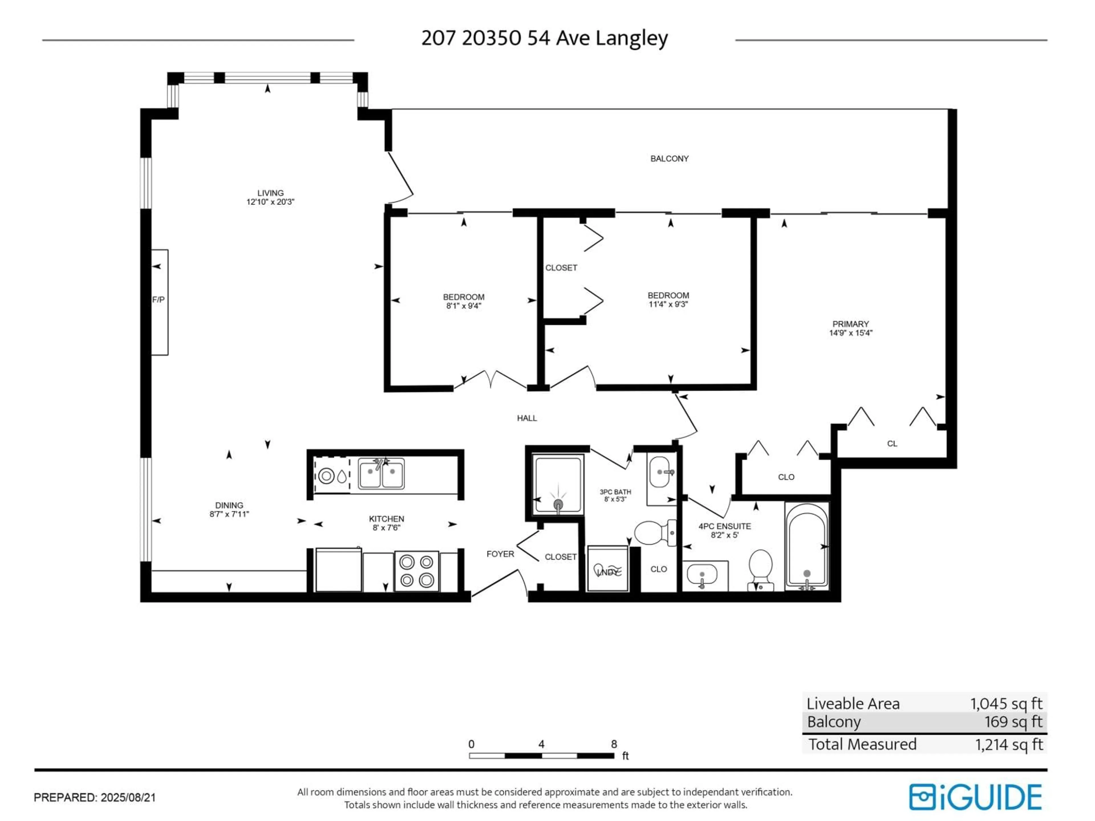 Floor plan for 207 - 20350 54, Langley British Columbia V3A8J4