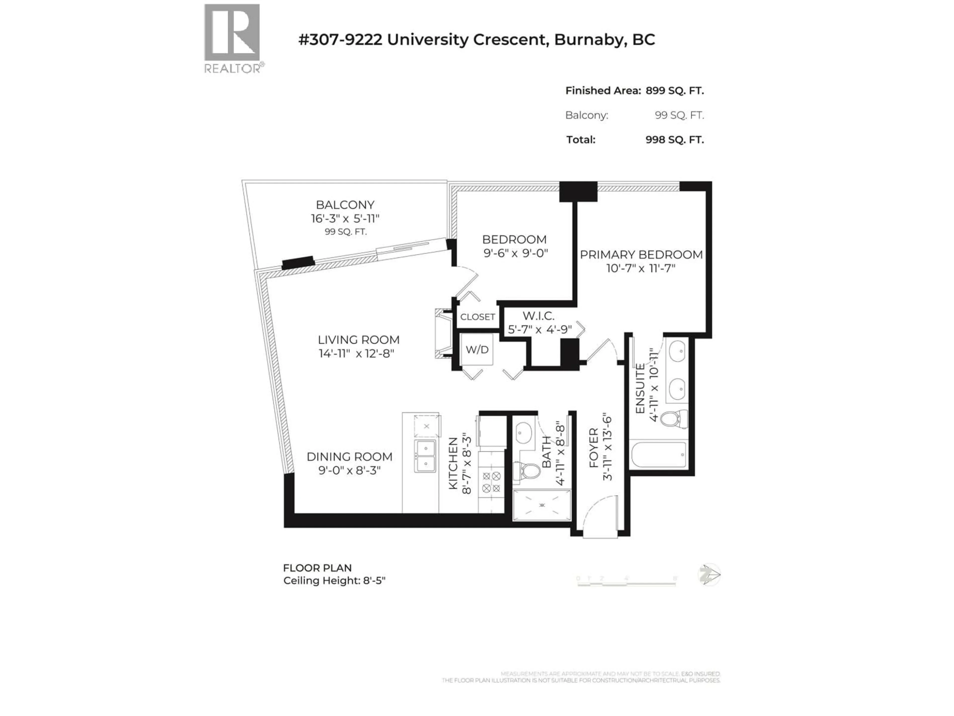 Floor plan for 307 - 9222 UNIVERSITY CRESCENT, Burnaby British Columbia V5A0A6