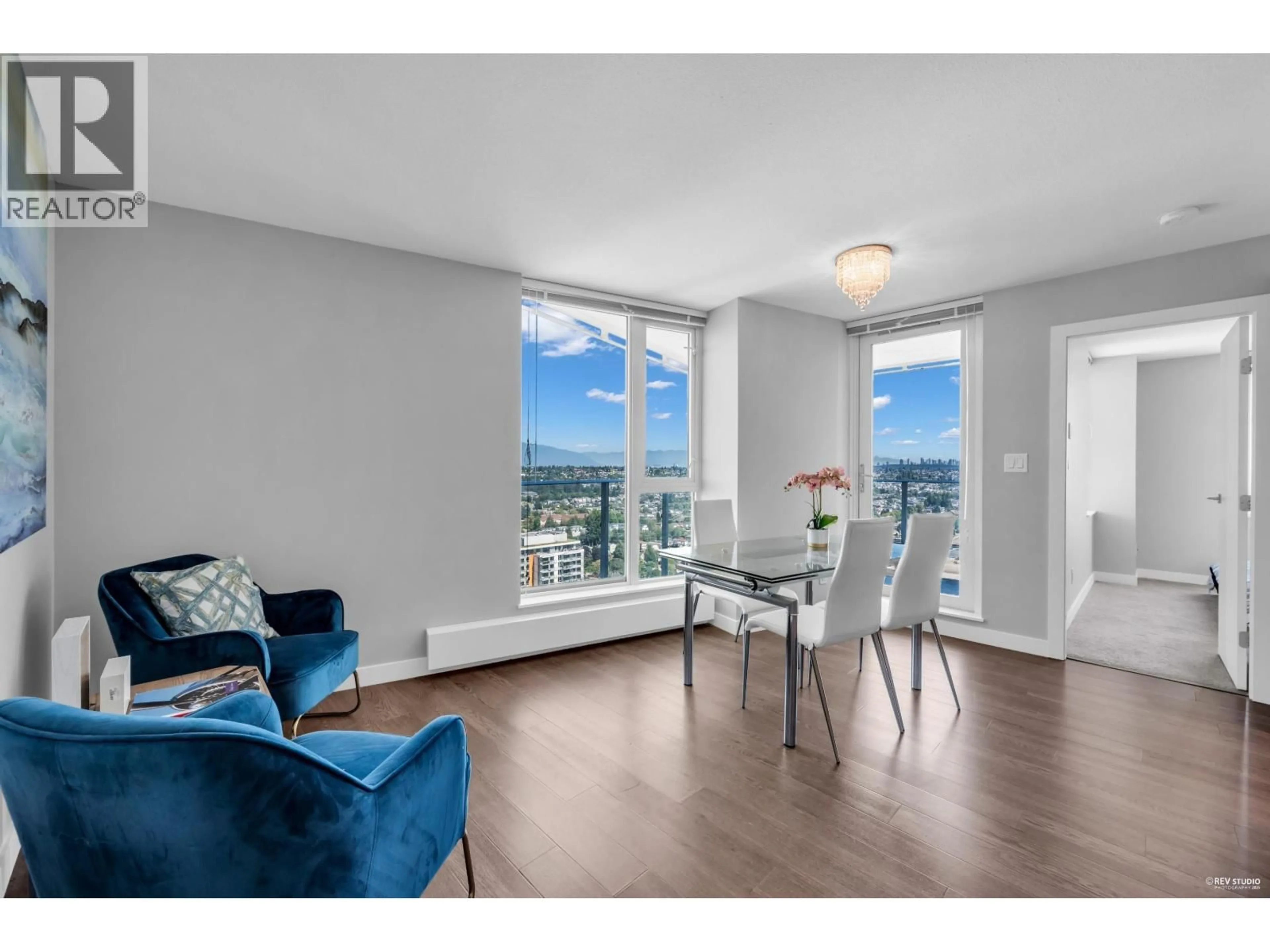 Living room with furniture, wood/laminate floor for 3207 - 488 MARINE DRIVE, Vancouver British Columbia V5X0C6