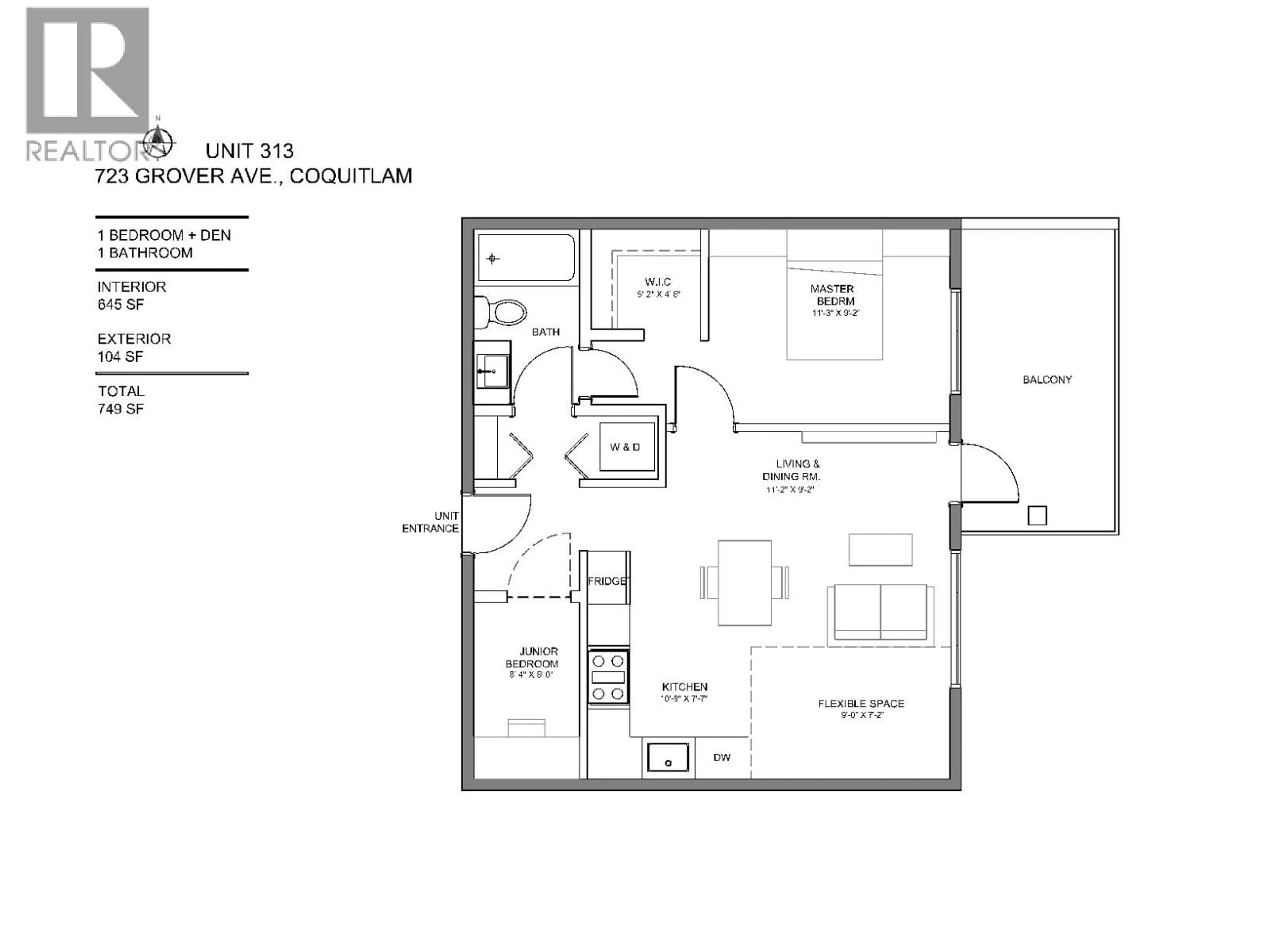 Floor plan for 313 - 723 GROVER AVENUE, Coquitlam British Columbia V3J0L9