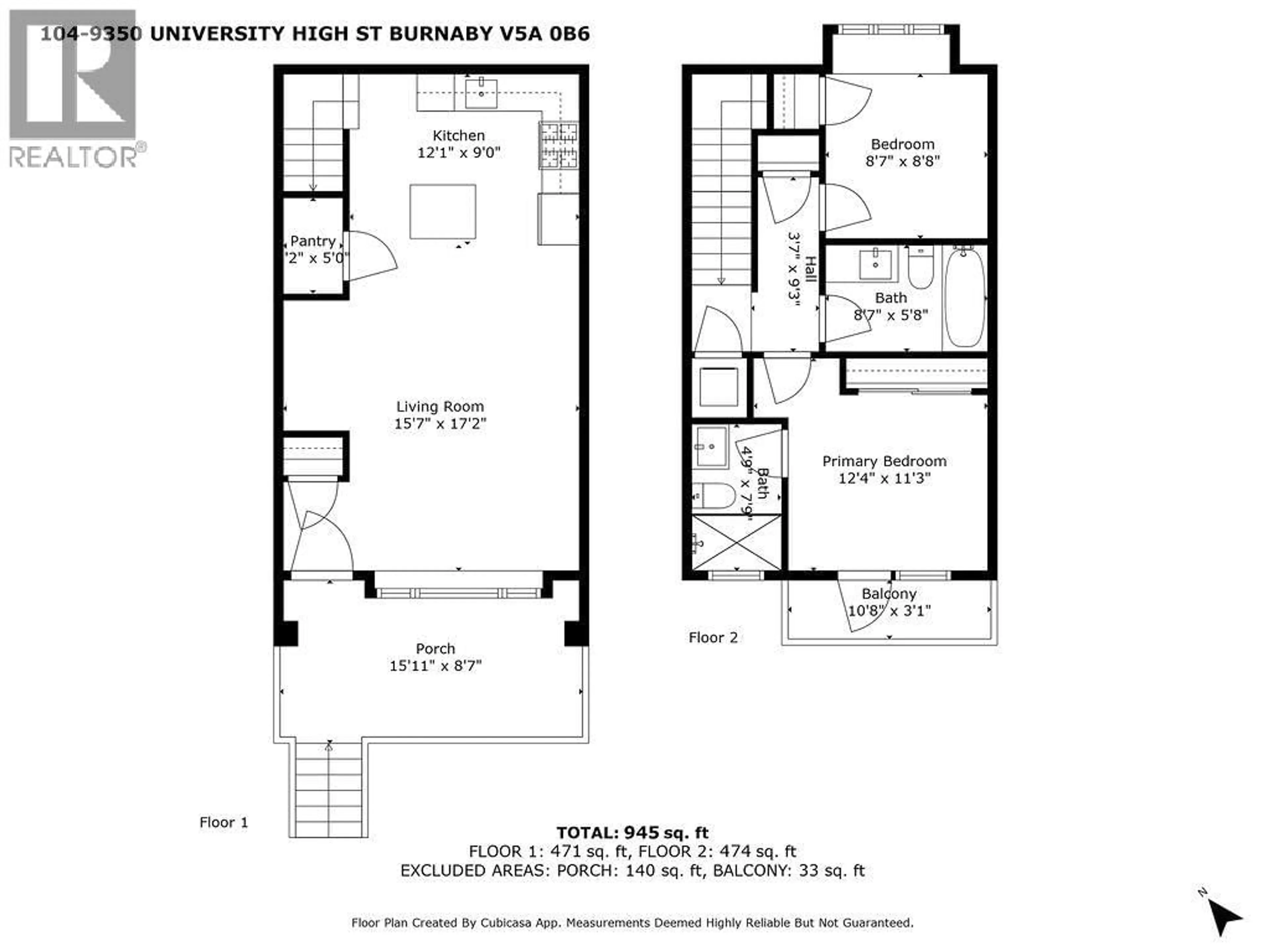 Floor plan for 104 - 9350 UNIVERSITY HIGH STREET, Burnaby British Columbia V5A0B6
