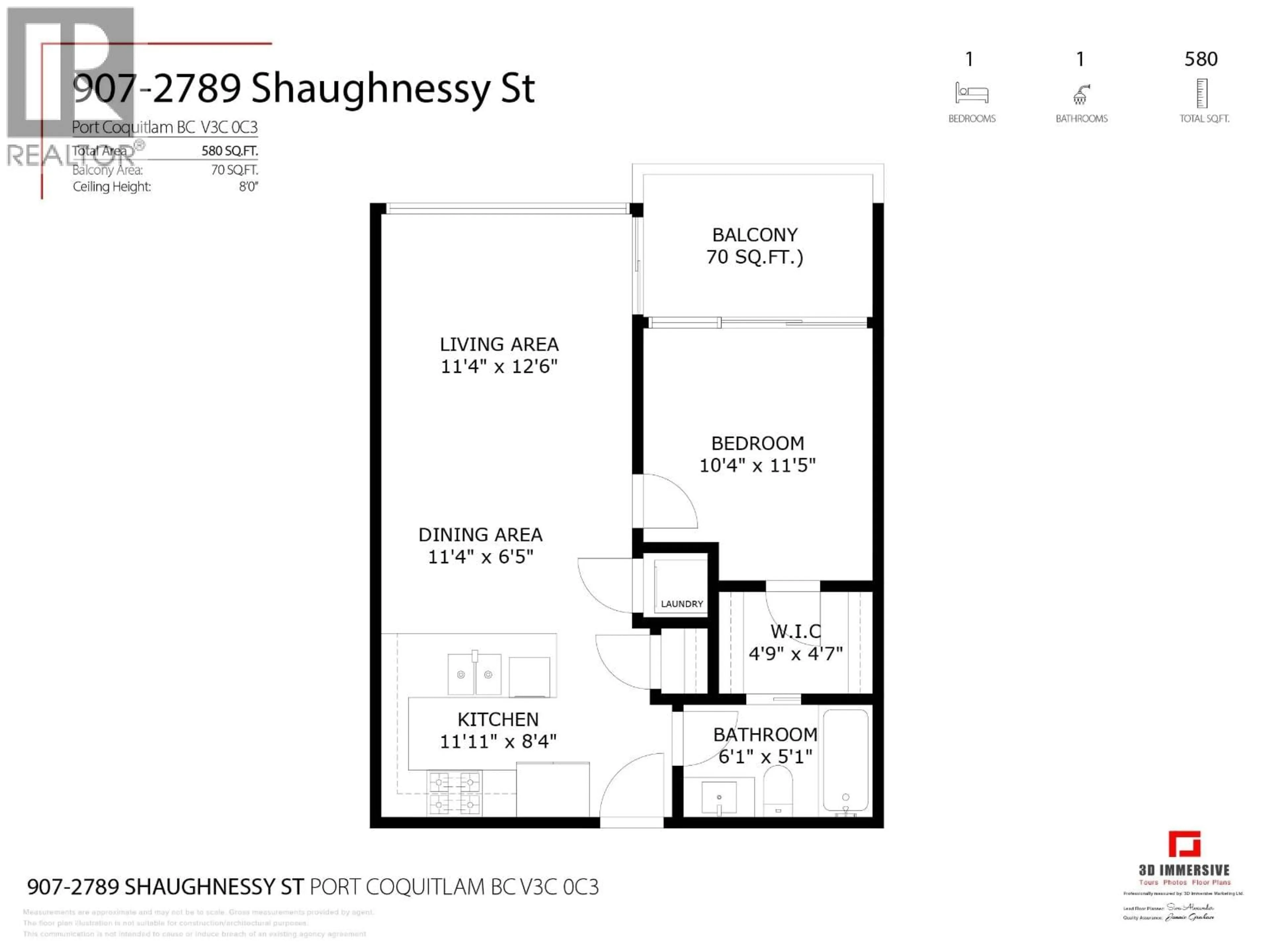 Floor plan for 907 - 2789 SHAUGHNESSY STREET, Port Coquitlam British Columbia V3C3G9