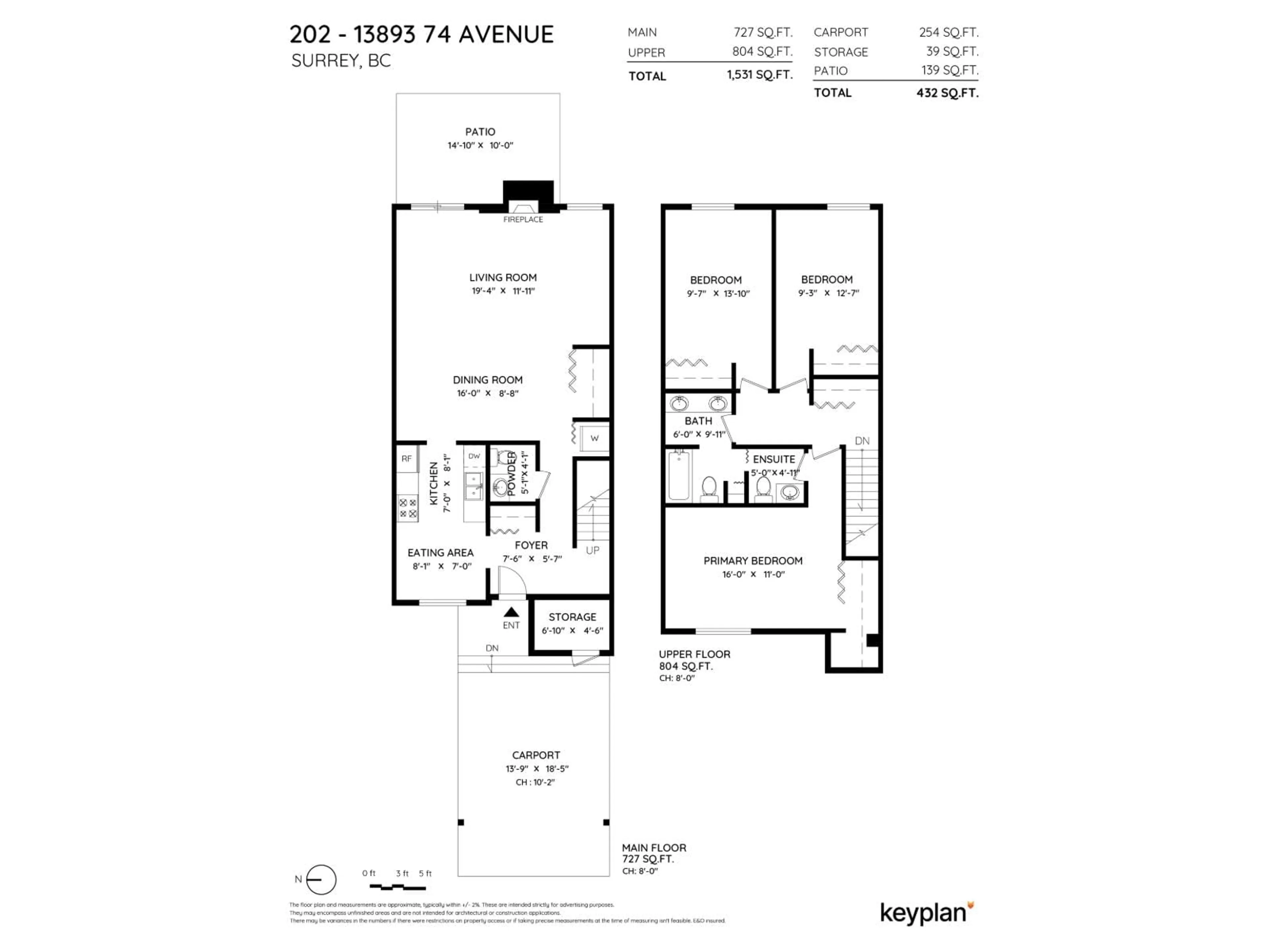 Floor plan for 202 - 13893 74, Surrey British Columbia V3W6G6