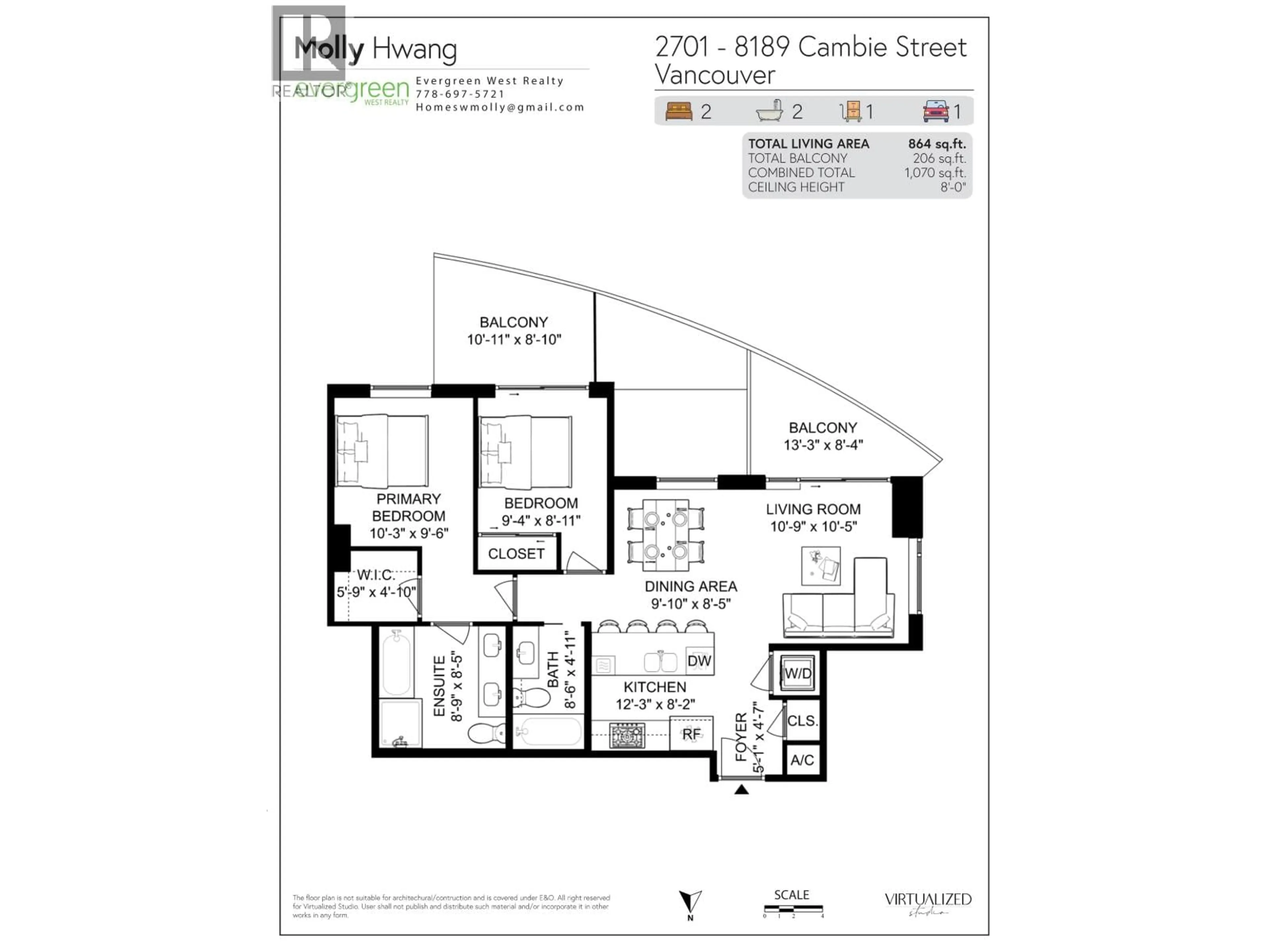 Floor plan for 2701 - 8189 CAMBIE STREET, Vancouver British Columbia V6P0G6