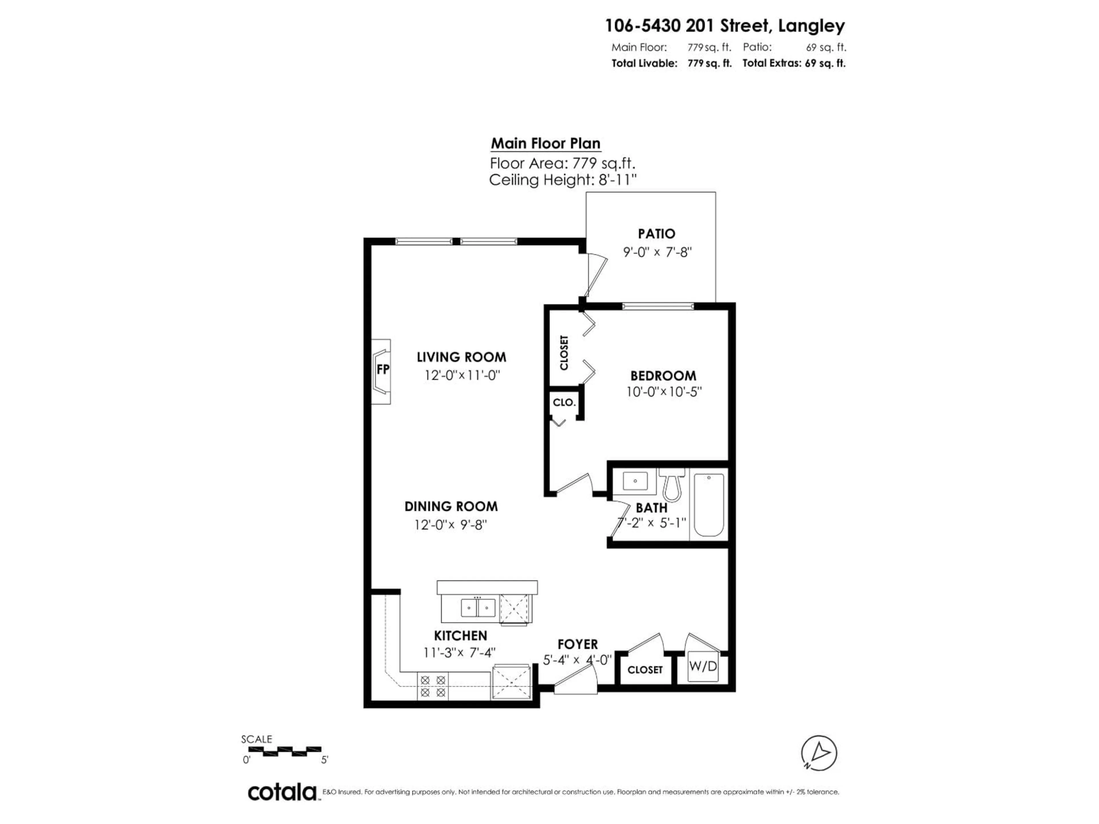 Floor plan for 106 - 5430 201, Langley British Columbia V3A1P7