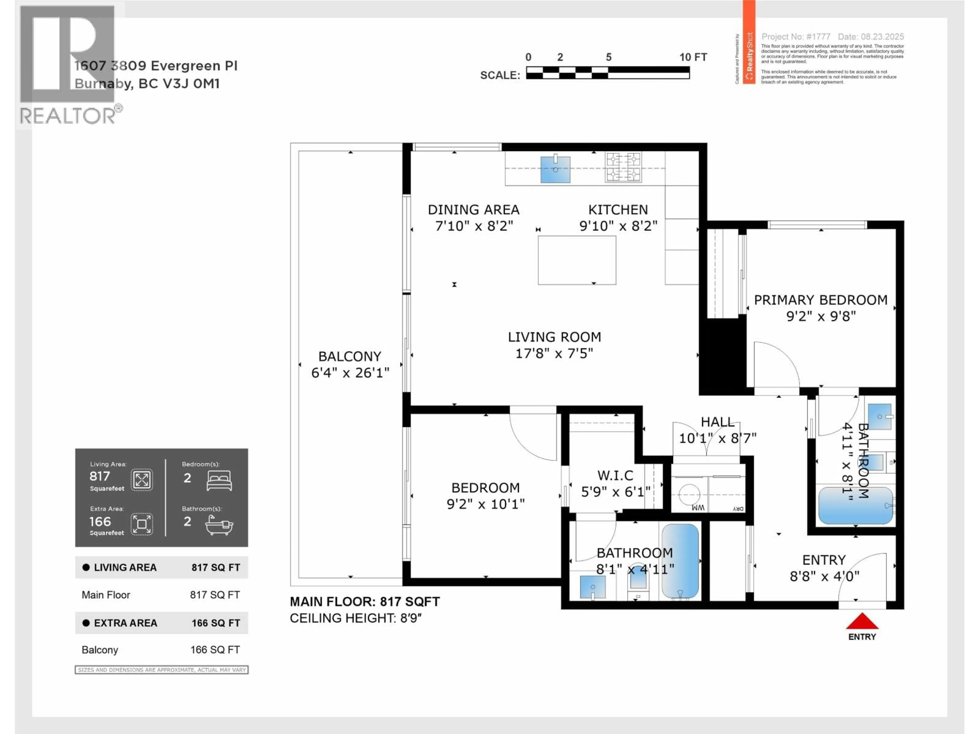 Floor plan for 1607 - 3809 EVERGREEN PLACE, Burnaby British Columbia V3J0M1