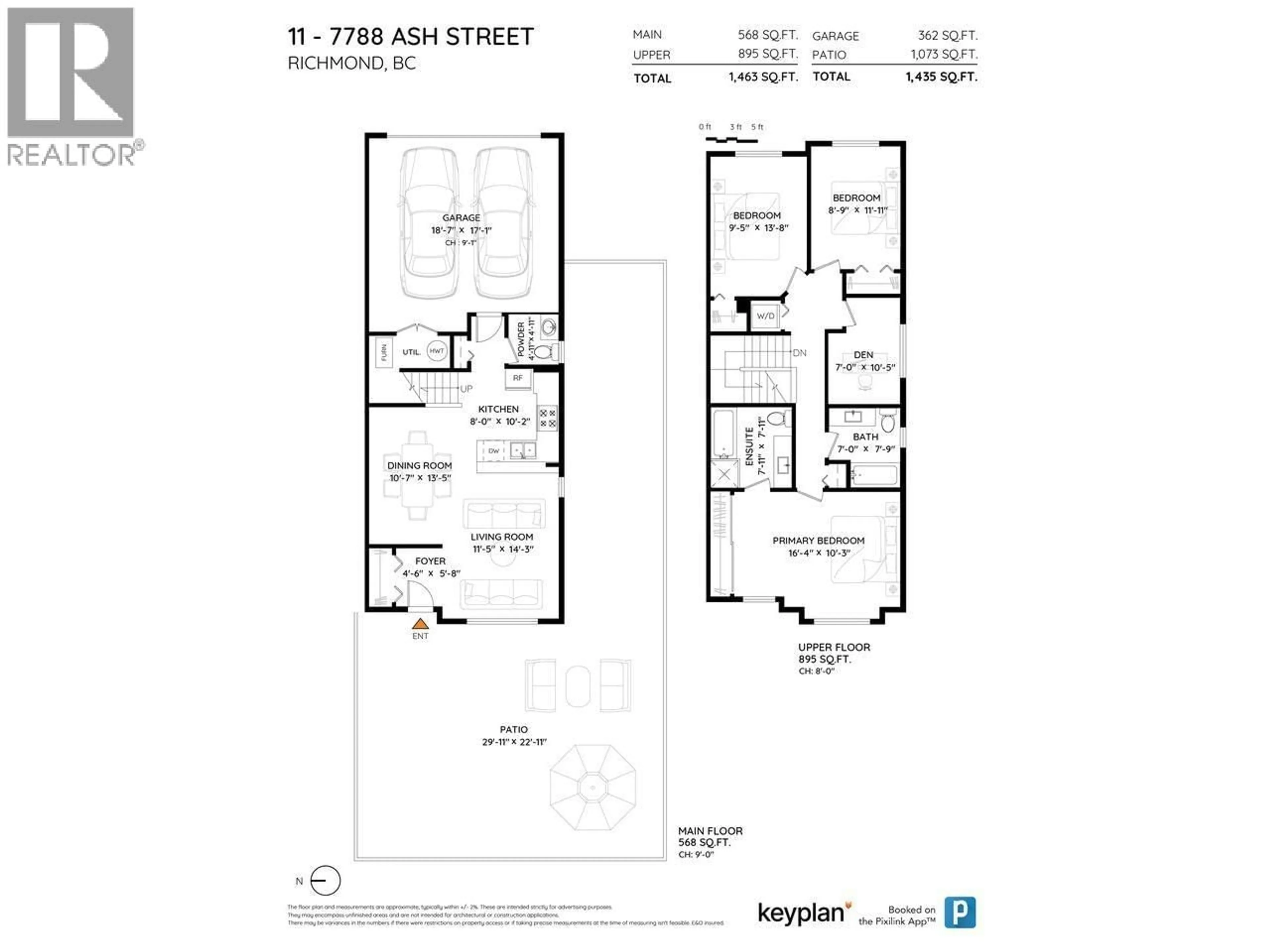 Floor plan for 11 - 7788 ASH STREET, Richmond British Columbia V6Y2S1