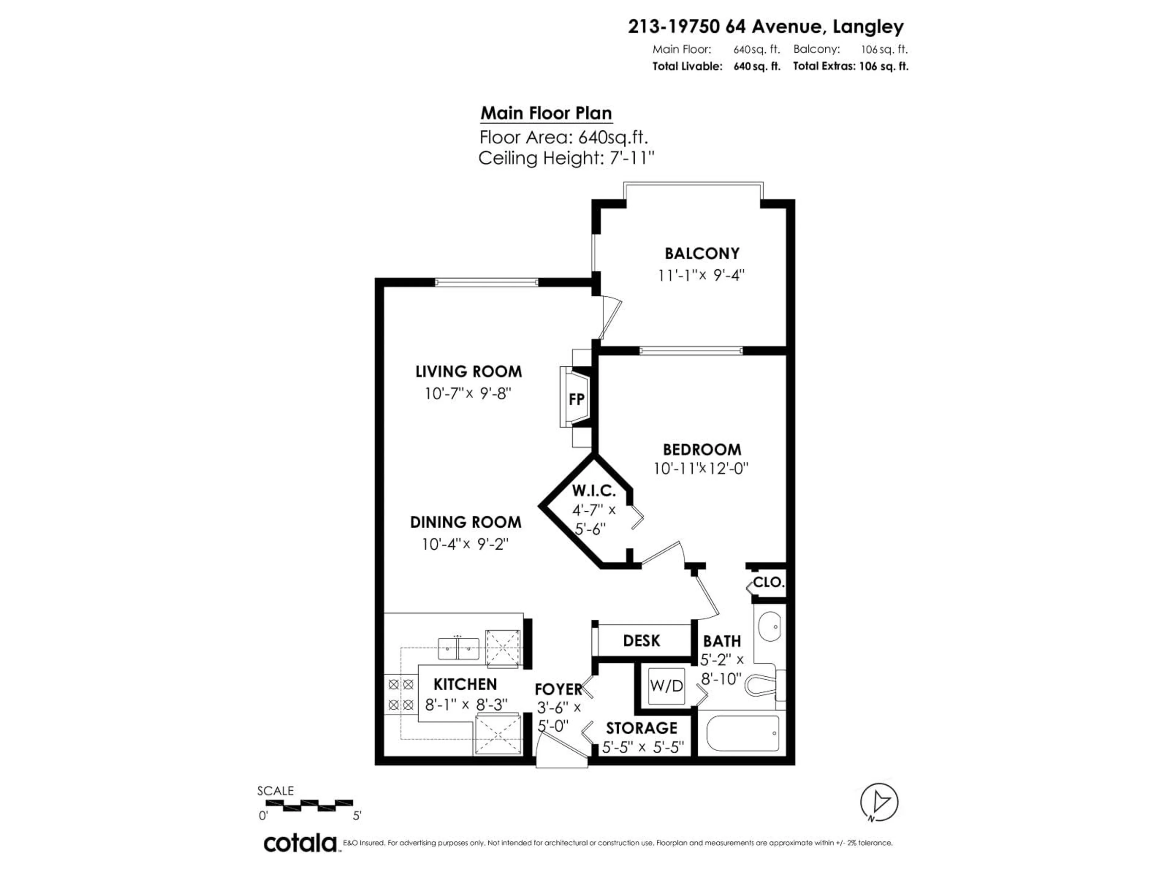 Floor plan for 213 - 19750 64, Langley British Columbia V2Y2T1