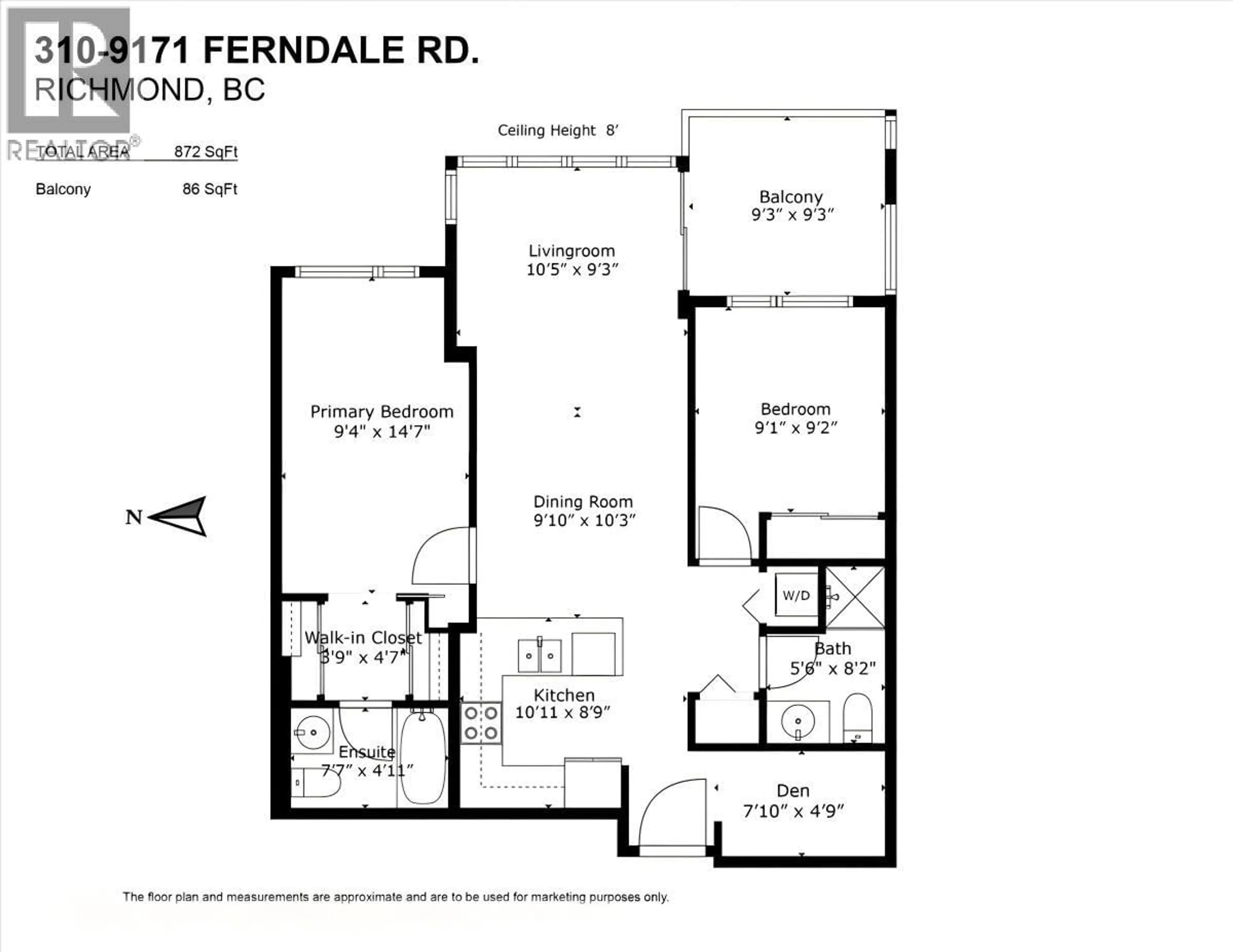 Floor plan for 310 - 9171 FERNDALE ROAD, Richmond British Columbia V6Y0A5