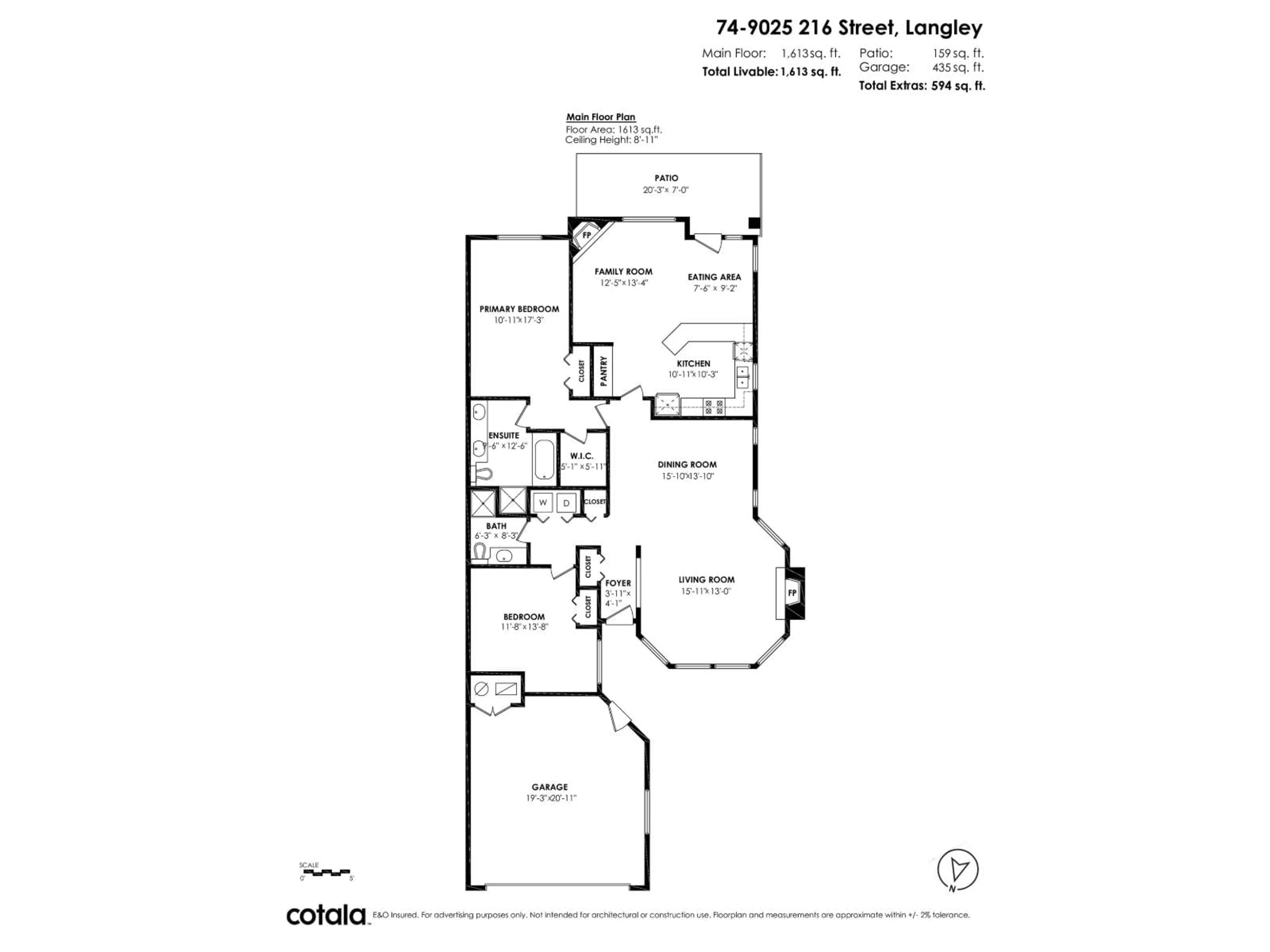 Floor plan for 74 - 9025 216, Langley British Columbia V1M2X6