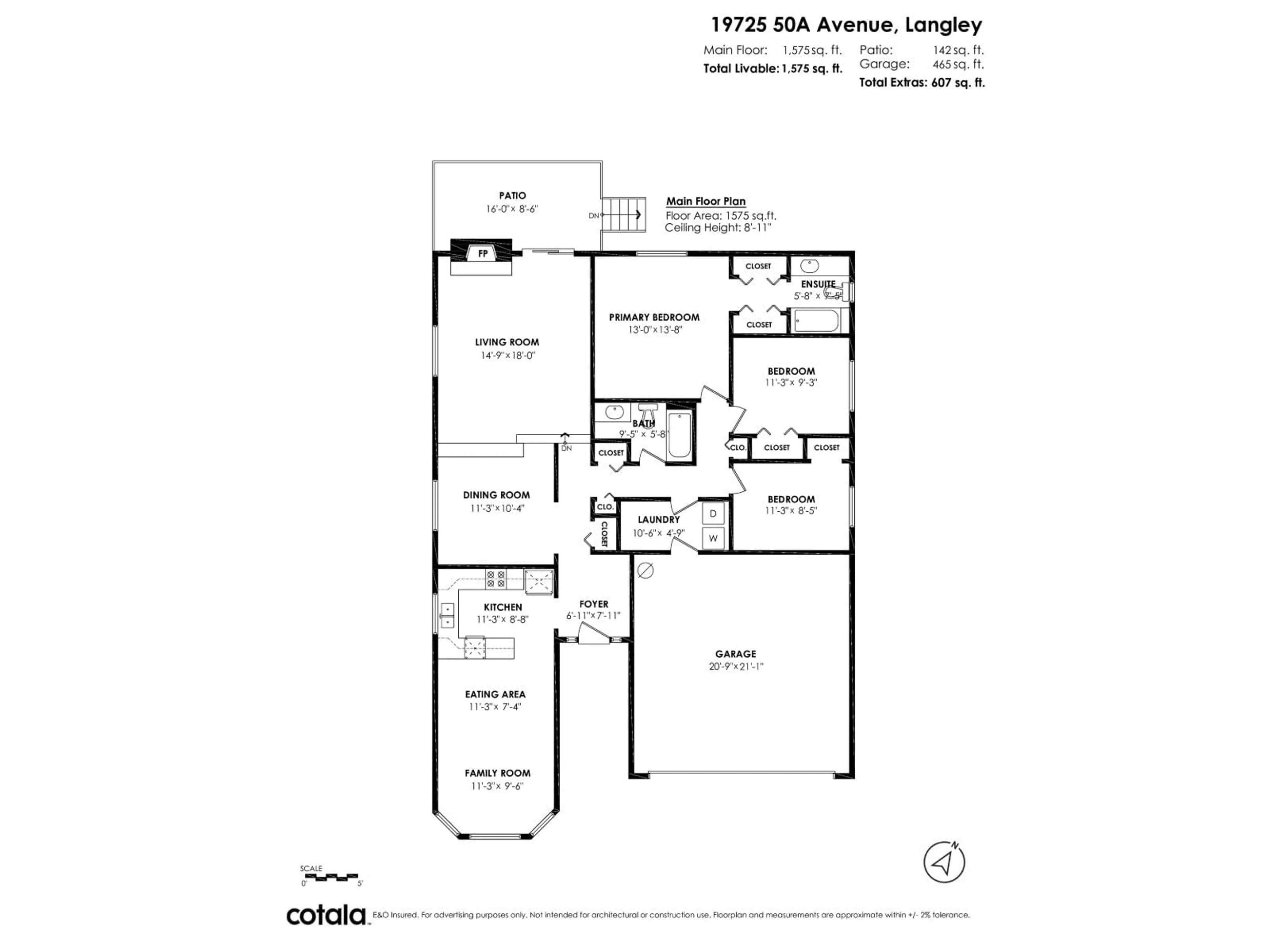 Floor plan for 19725 50A, Langley British Columbia V3A7L1