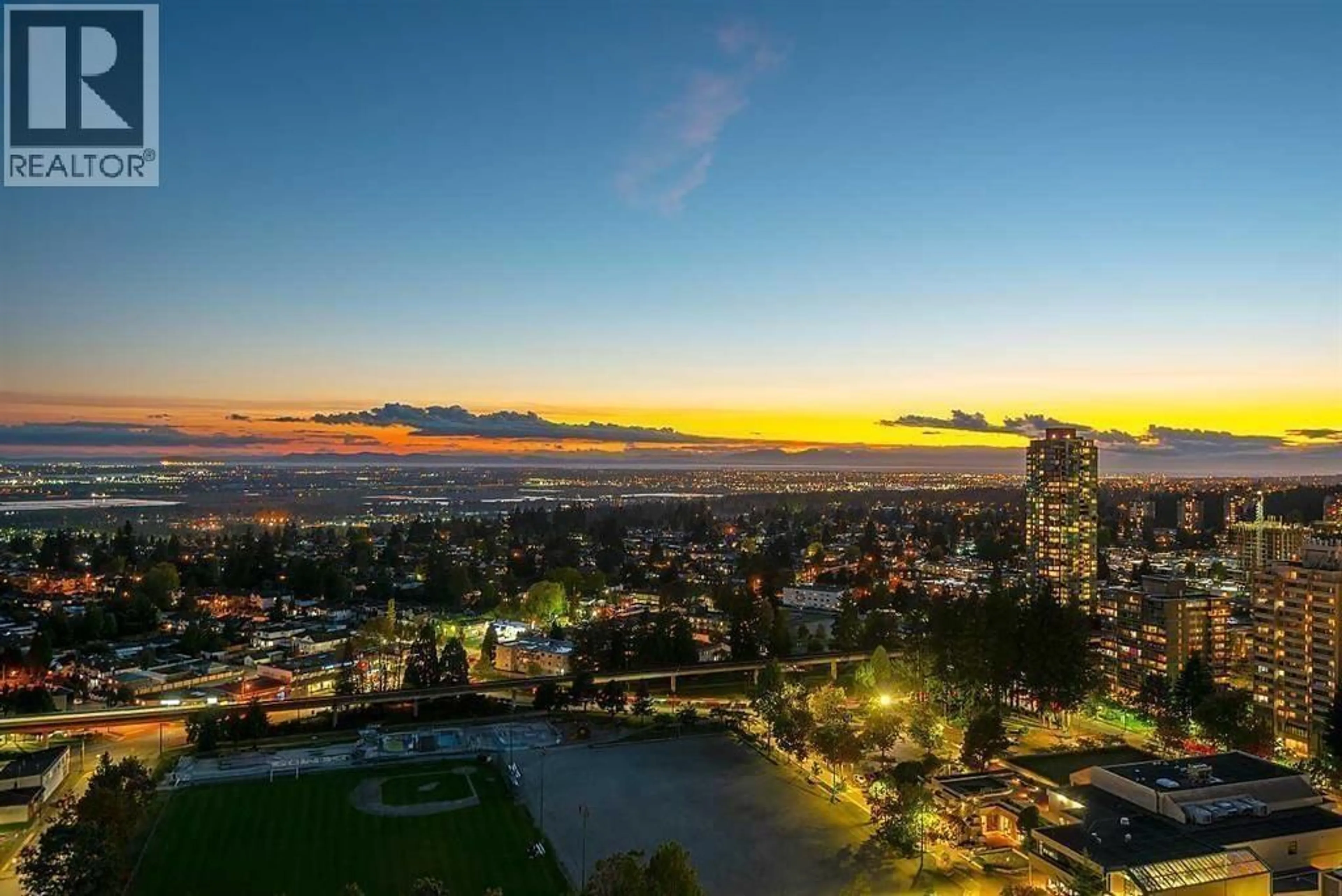 A pic from outside/outdoor area/front of a property/back of a property/a pic from drone, mountain view for 2807 - 6538 NELSON AVENUE, Richmond British Columbia V5H0G5