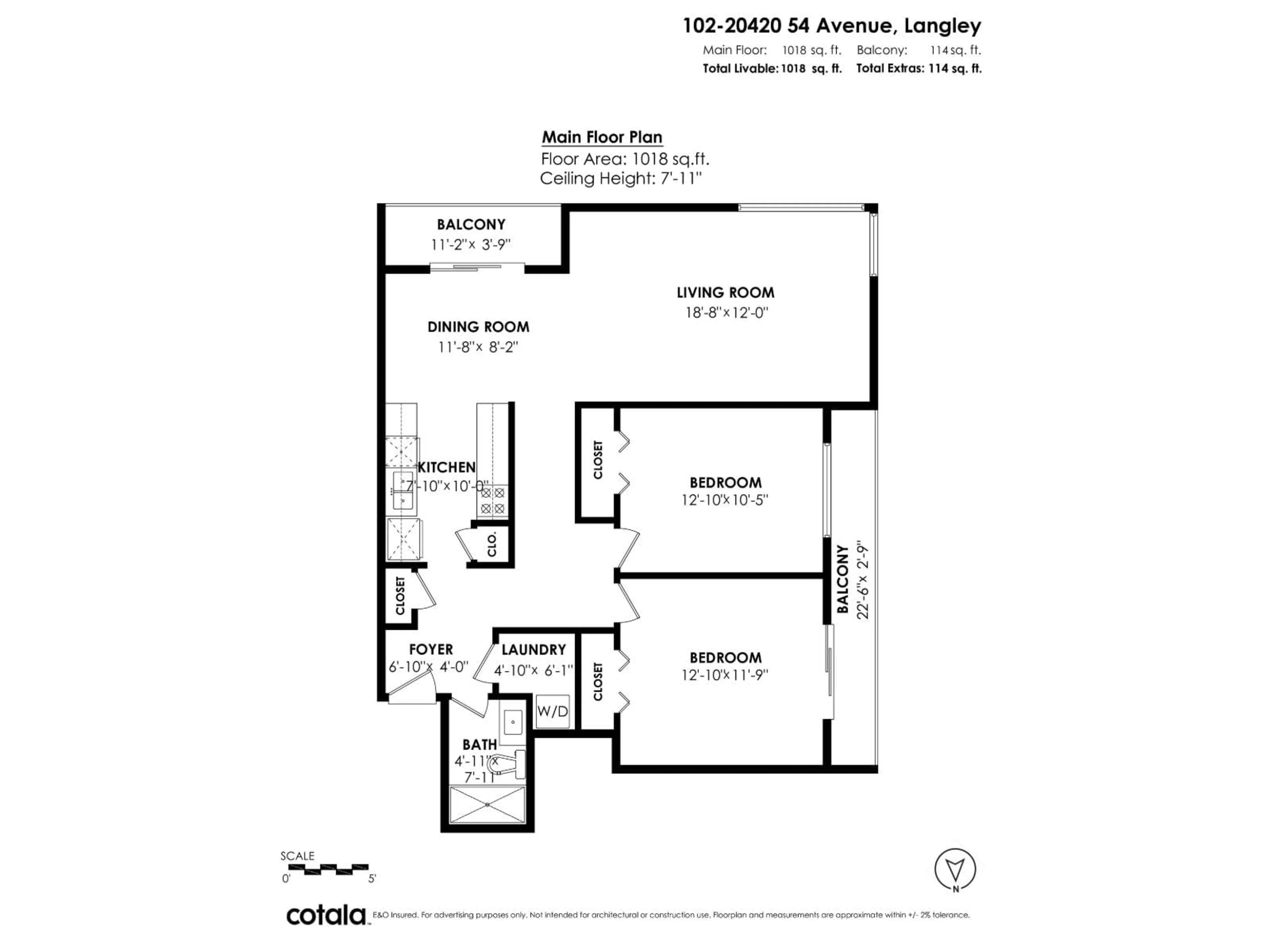 Floor plan for 102 - 20420 54, Langley British Columbia V3A6N6