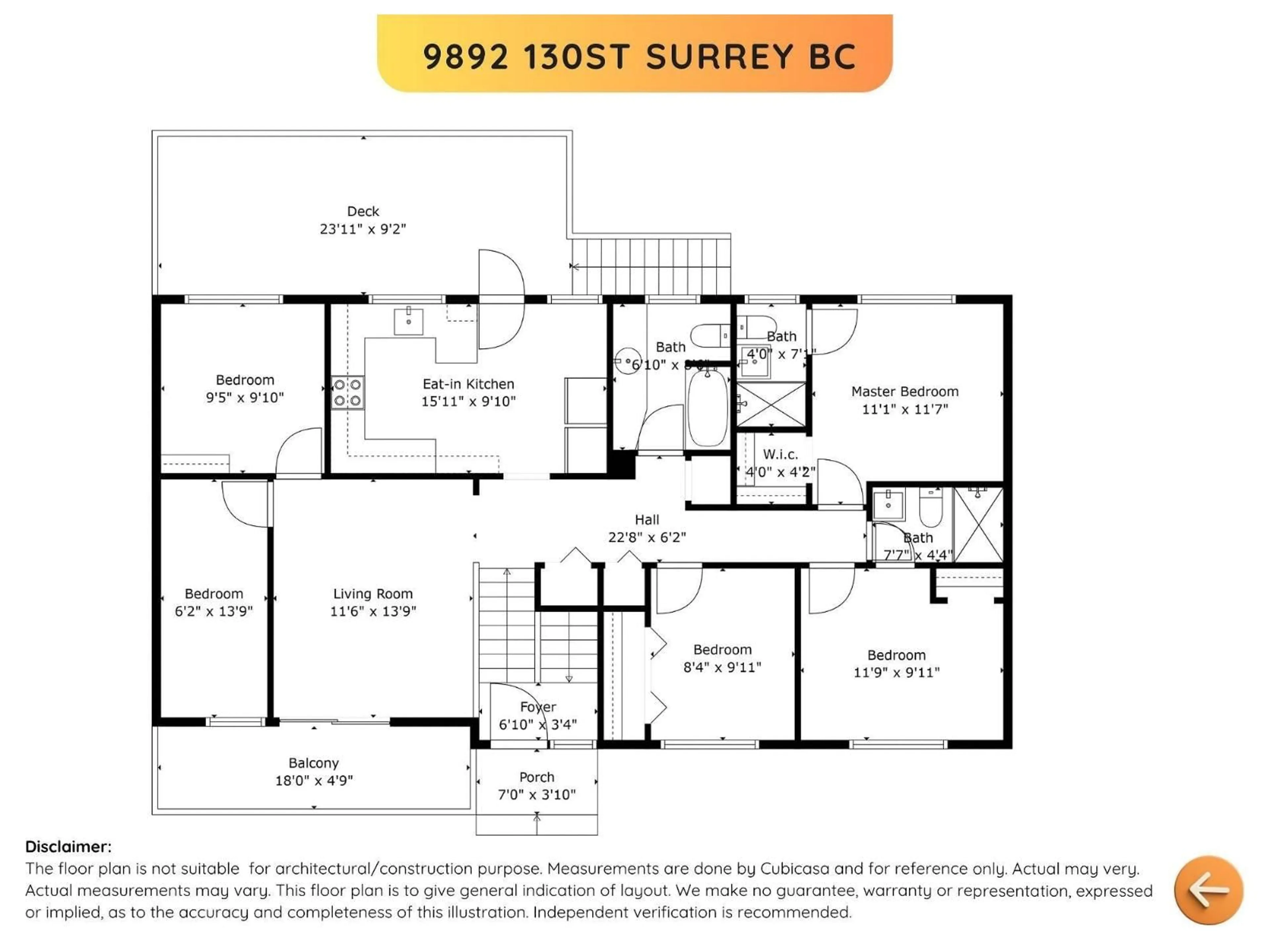 Floor plan for 9892 130, Surrey British Columbia V3T3L4