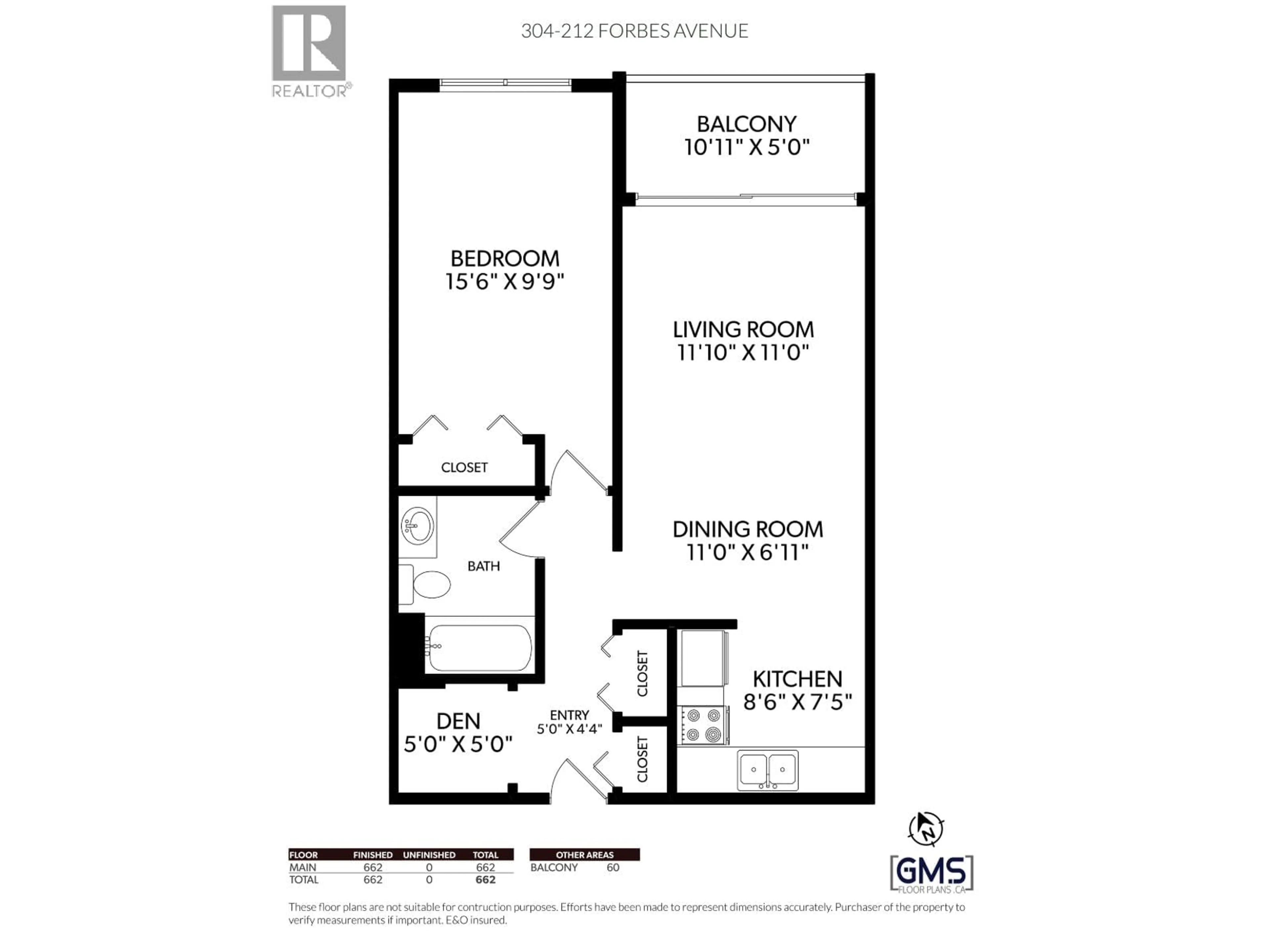 Floor plan for 304 - 212 FORBES AVENUE, North Vancouver British Columbia V7M3E5