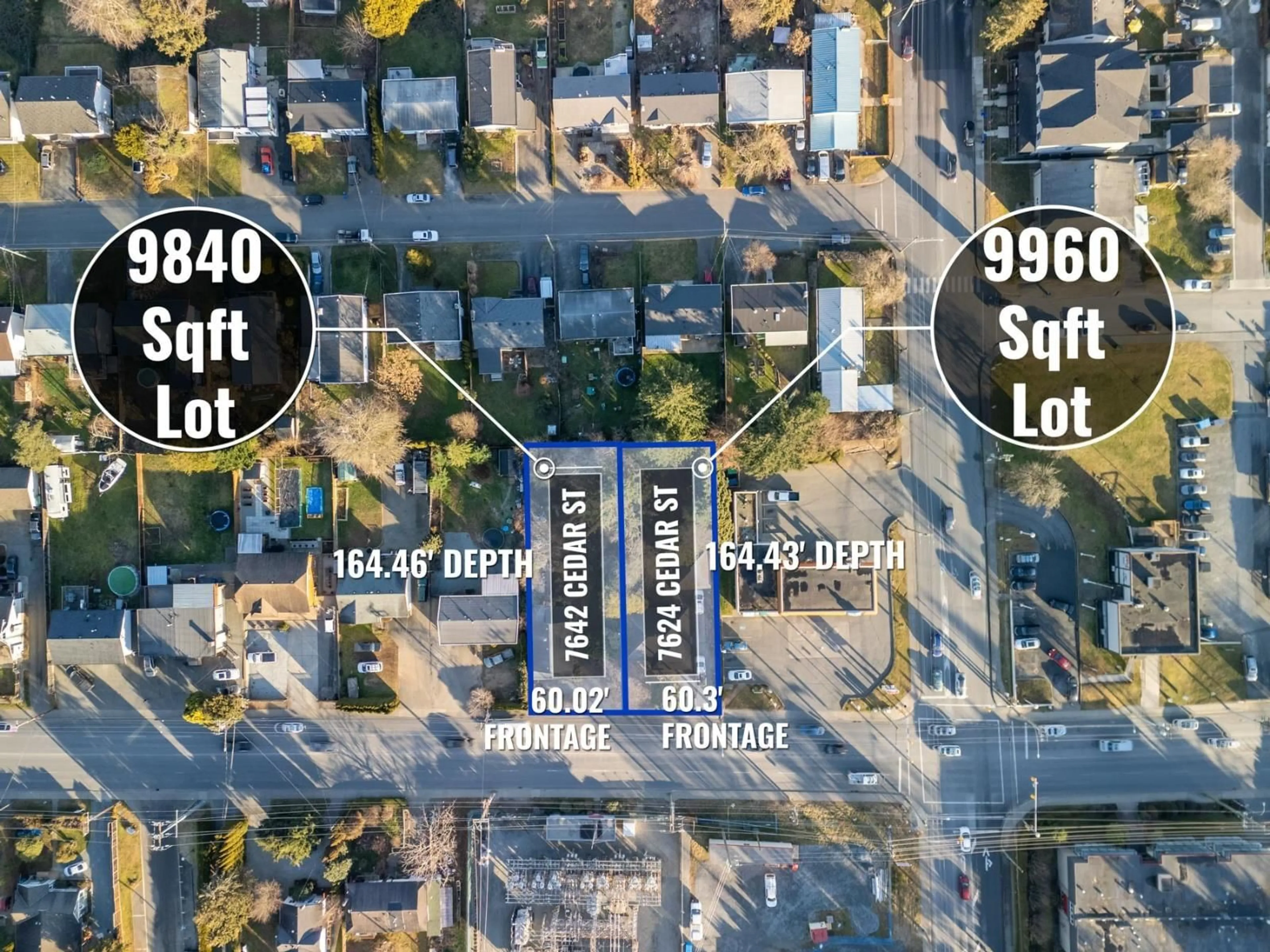 A pic from outside/outdoor area/front of a property/back of a property/a pic from drone, street for 7624 CEDAR, Mission British Columbia V2V3M5