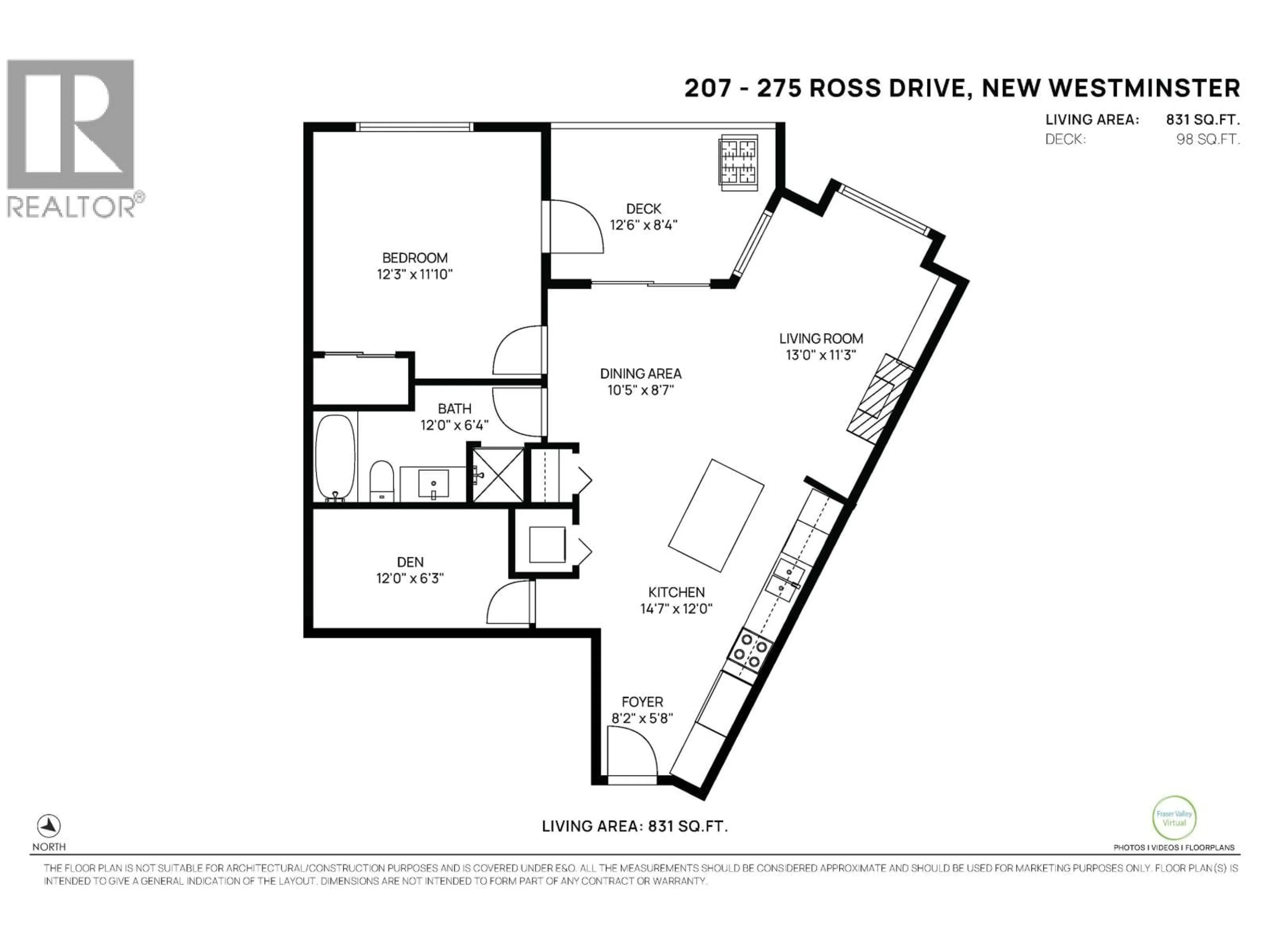 Floor plan for 207 - 275 ROSS STREET, New Westminster British Columbia V3L0B6