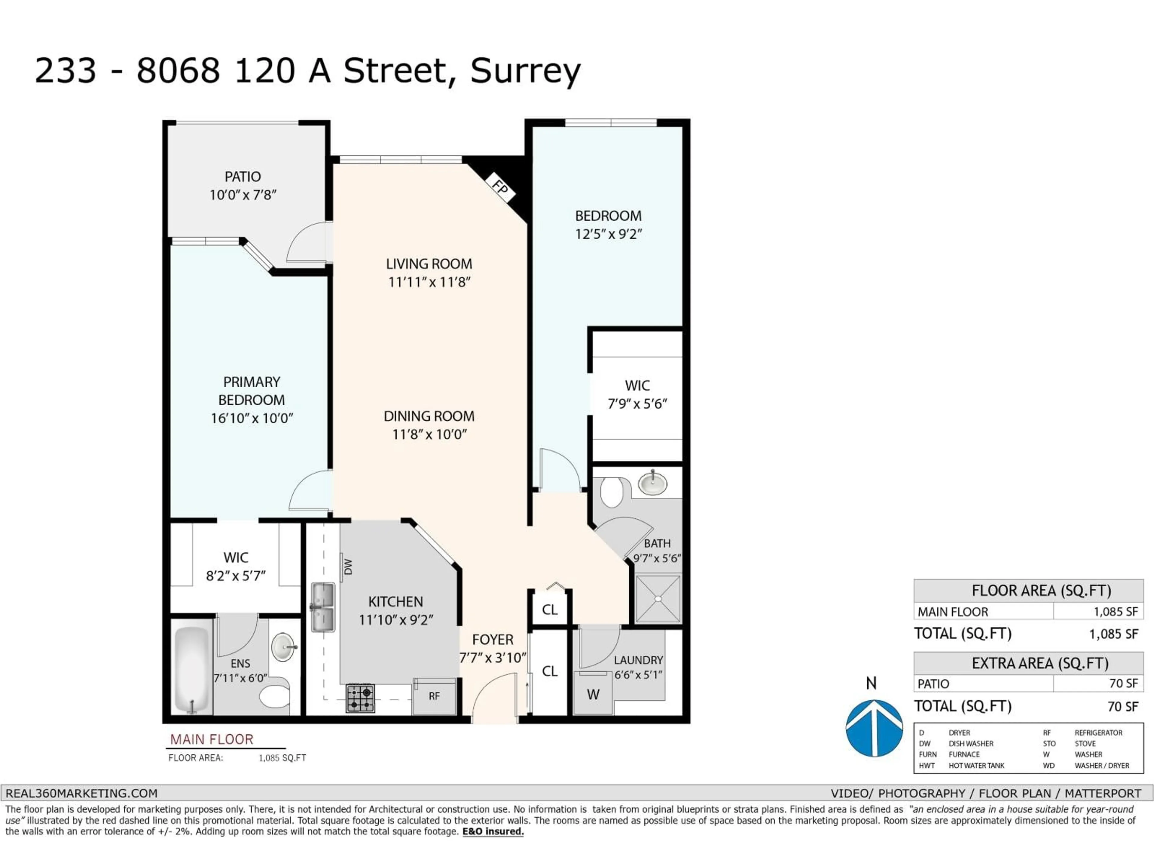 Floor plan for 233 - 8068 120A, Surrey British Columbia V3W3P3