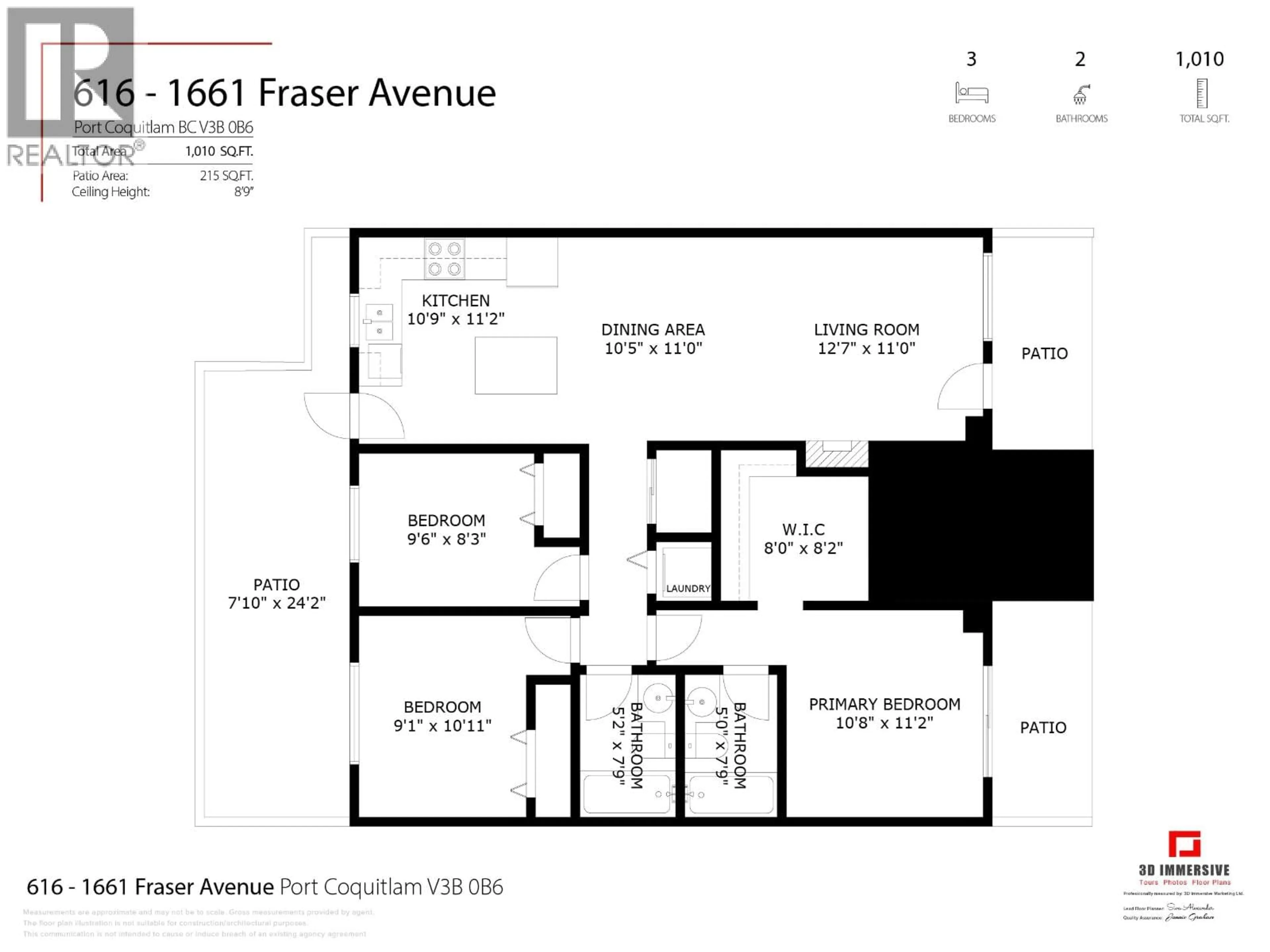 Floor plan for 616 - 1661 FRASER AVENUE, Port Coquitlam British Columbia V3B0B6