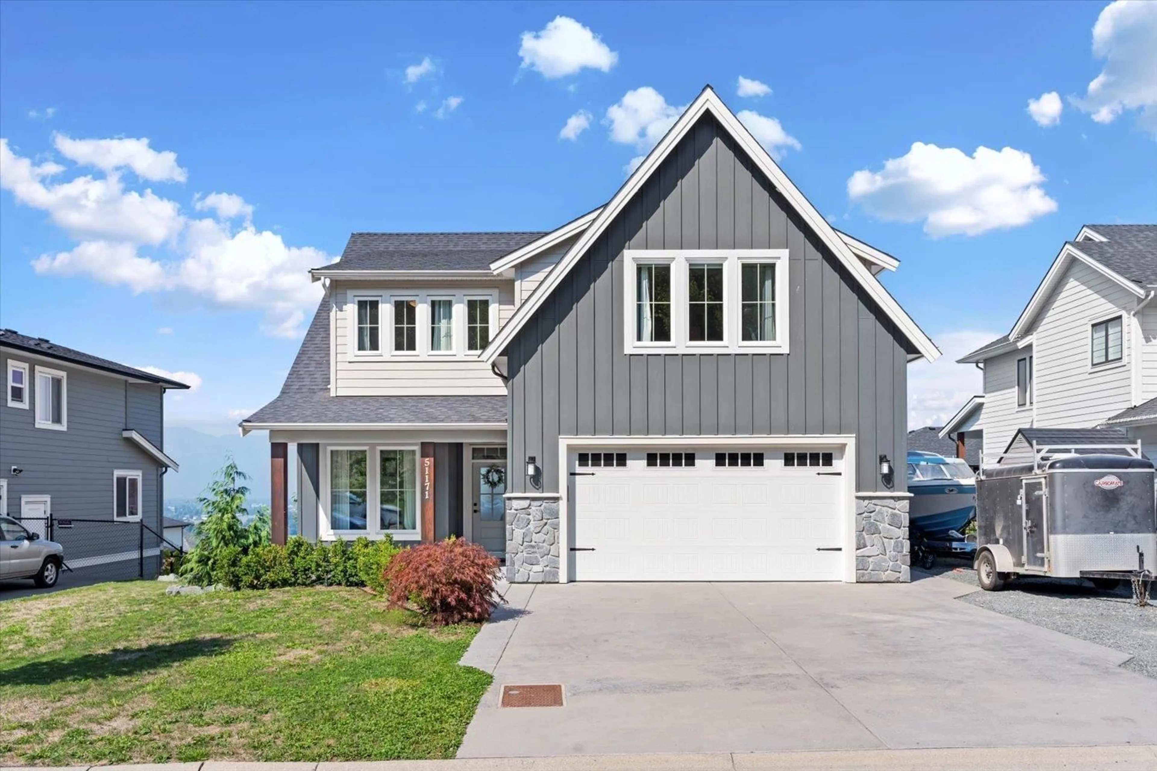 Home with vinyl exterior material, street for 51171 LUDMILA PLACE, Chilliwack British Columbia V4Z0C9