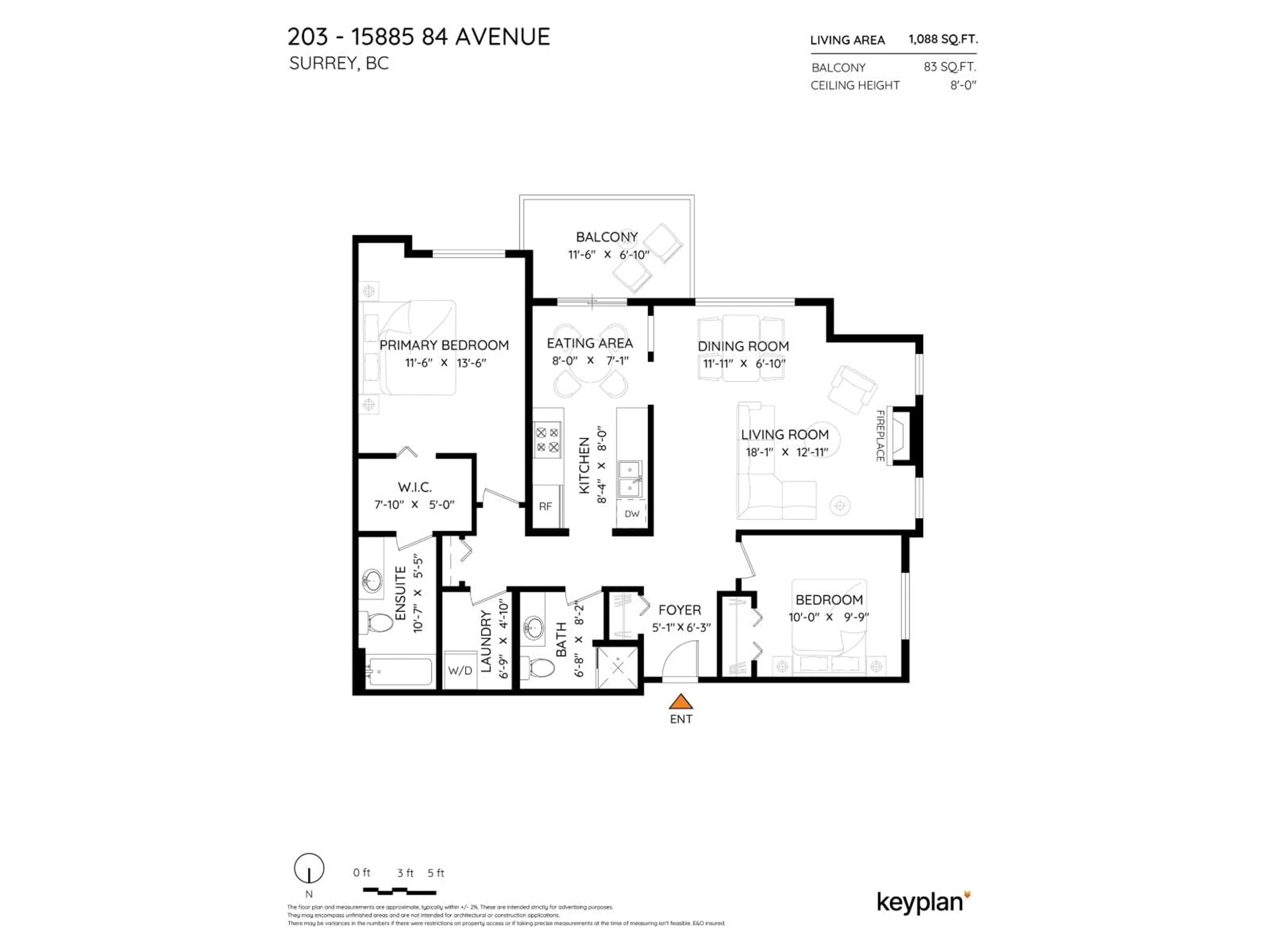 Floor plan for 203 - 15885 84, Surrey British Columbia V4N0W7