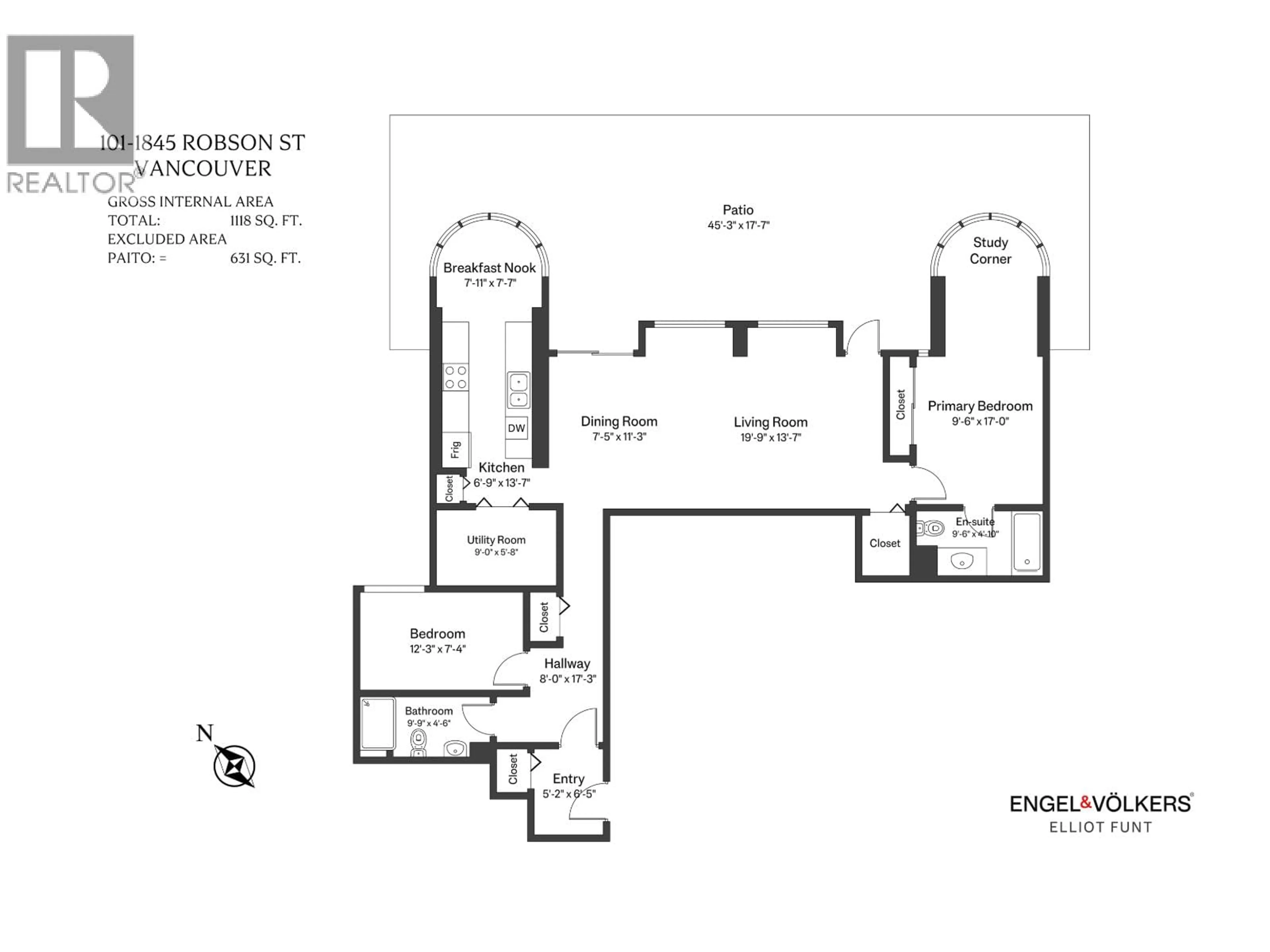 Floor plan for 101 - 1845 ROBSON STREET, Vancouver British Columbia V6G1E4