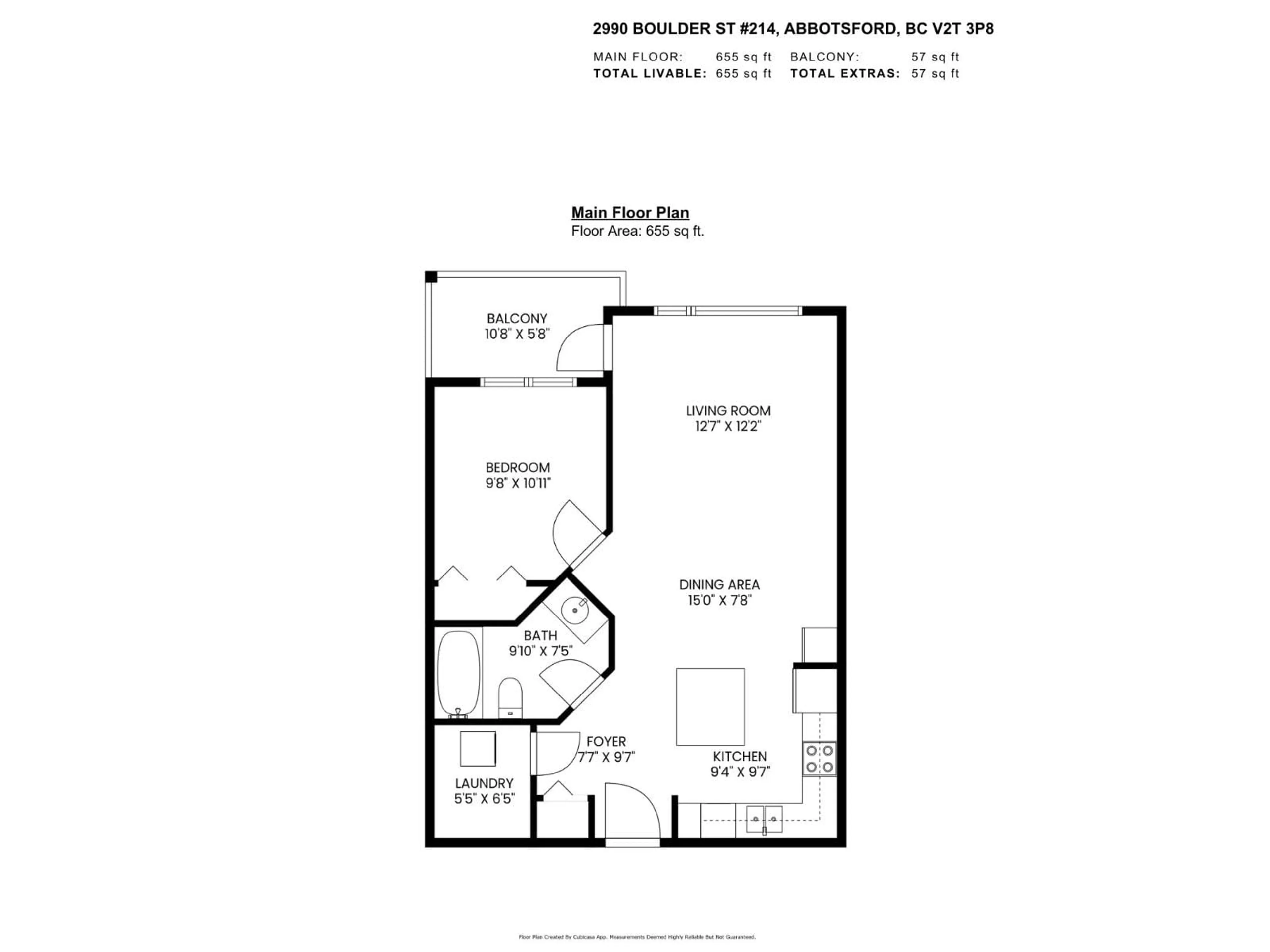 Floor plan for 214 - 2990 BOULDER, Abbotsford British Columbia V2T3P8