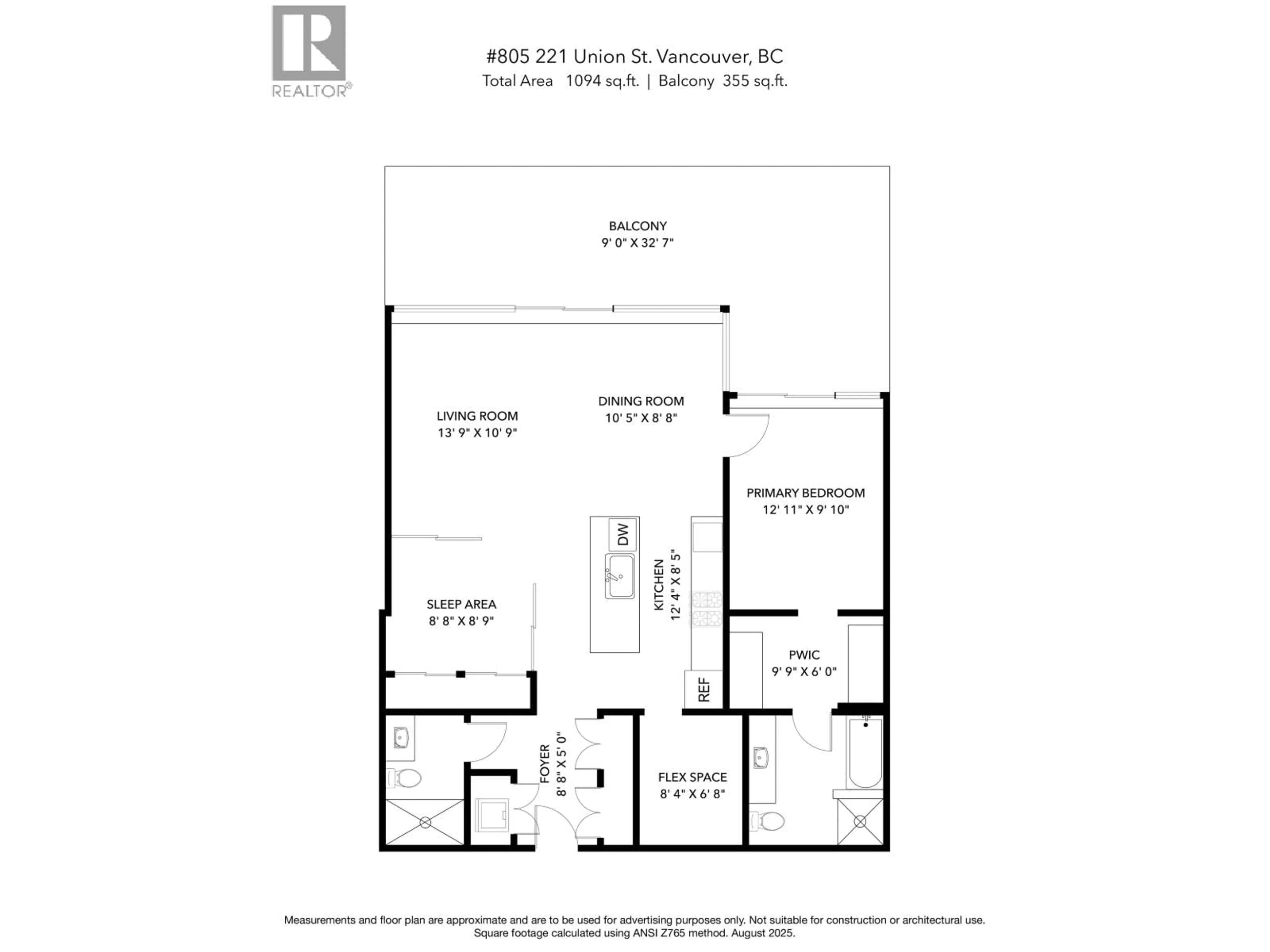 Floor plan for 805 - 221 UNION STREET, Vancouver British Columbia V6A0B4