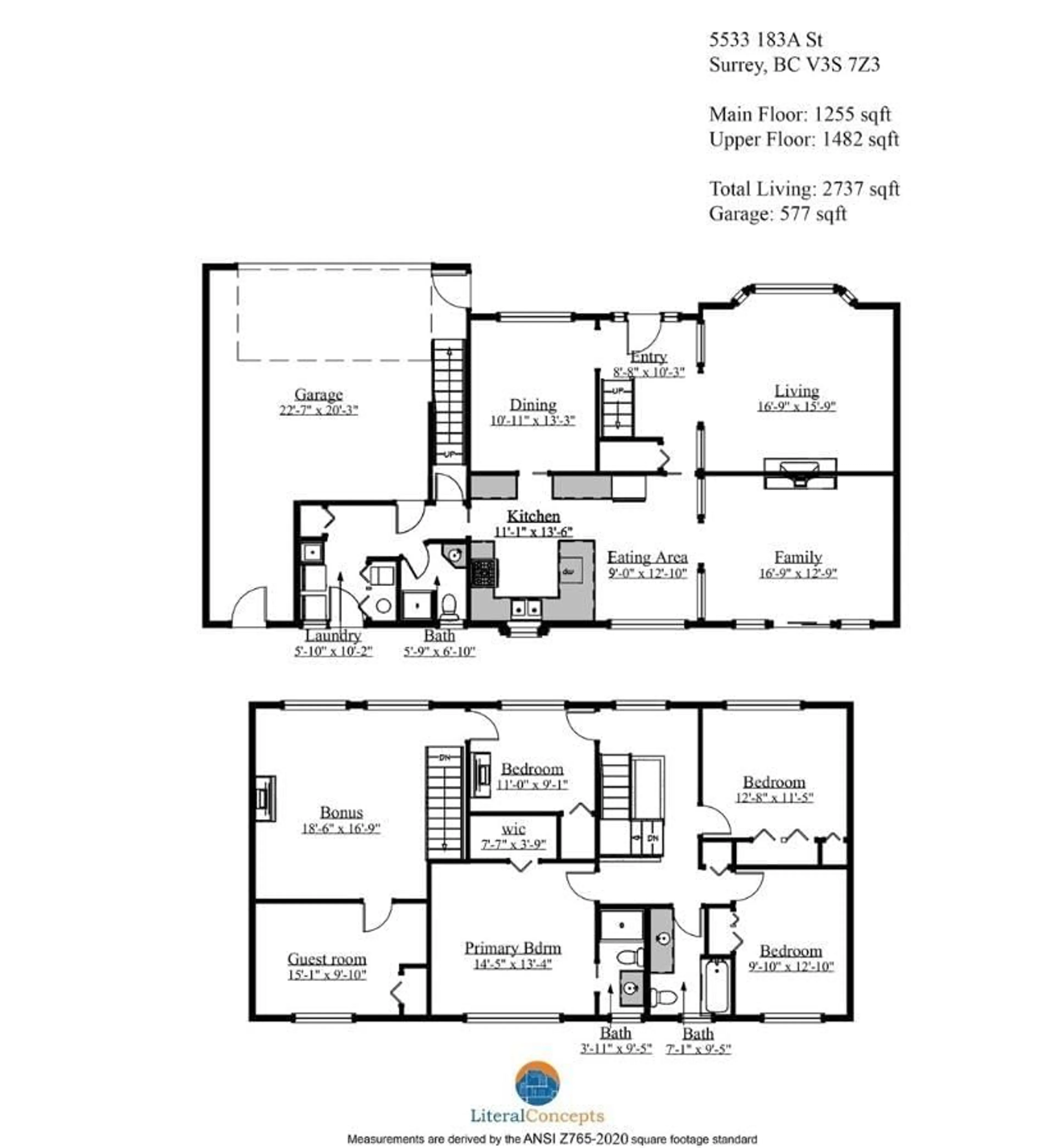 Floor plan for 5533 183A, Surrey British Columbia V3S7Z3
