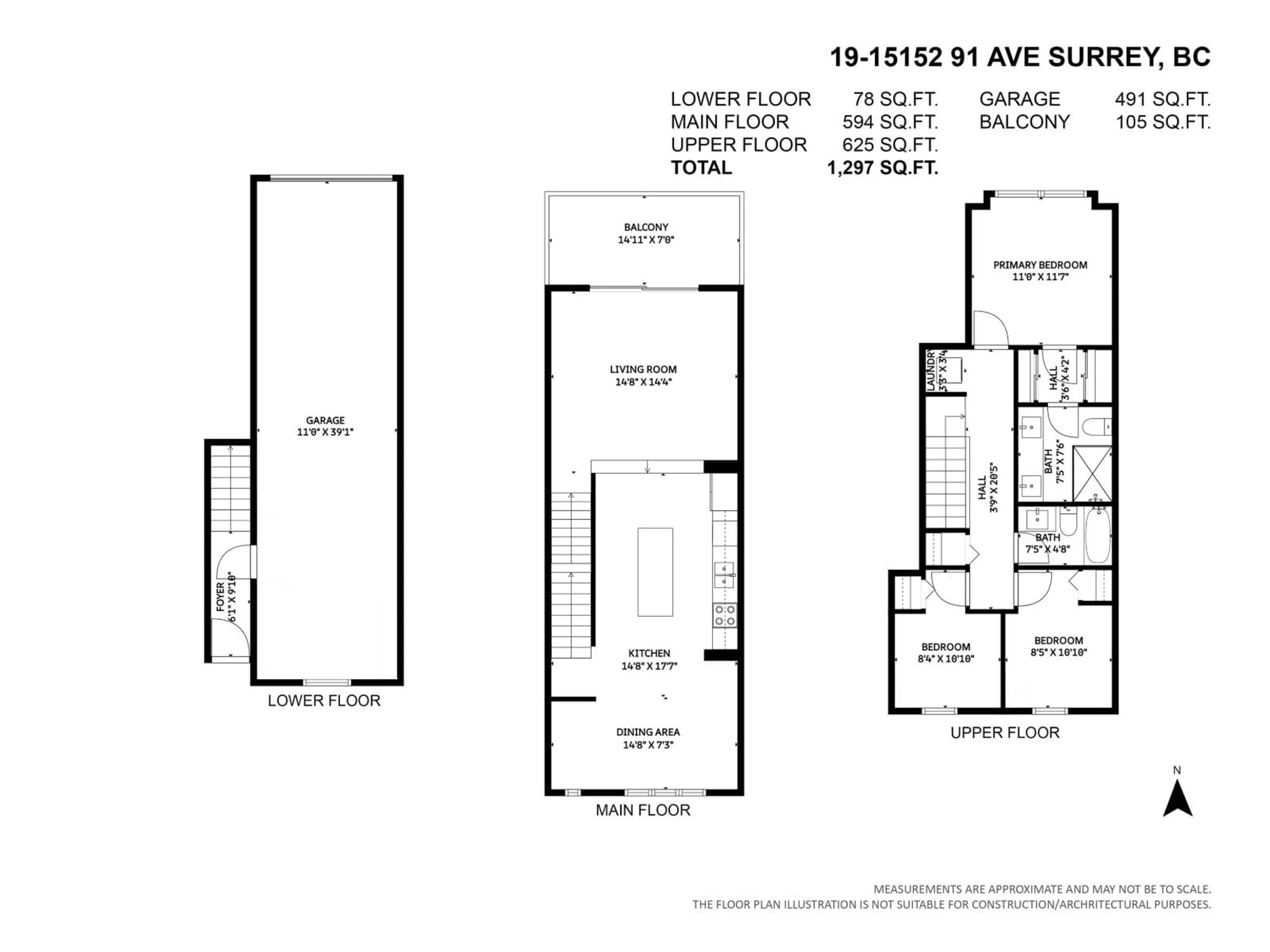 Floor plan for 19 - 15152 91, Surrey British Columbia V3R0C7