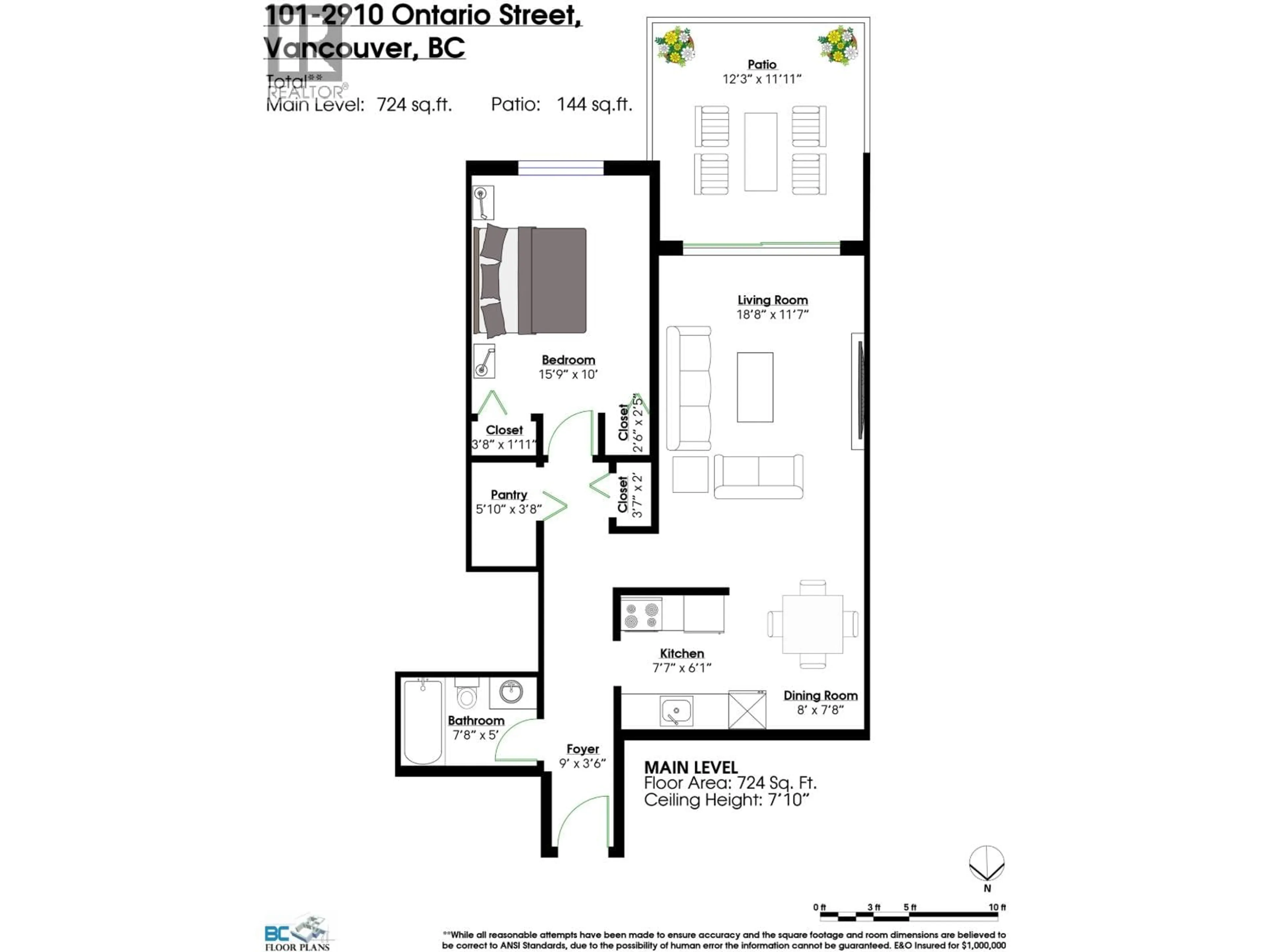 Floor plan for 101 - 2910 ONTARIO STREET, Vancouver British Columbia V5T2Y6