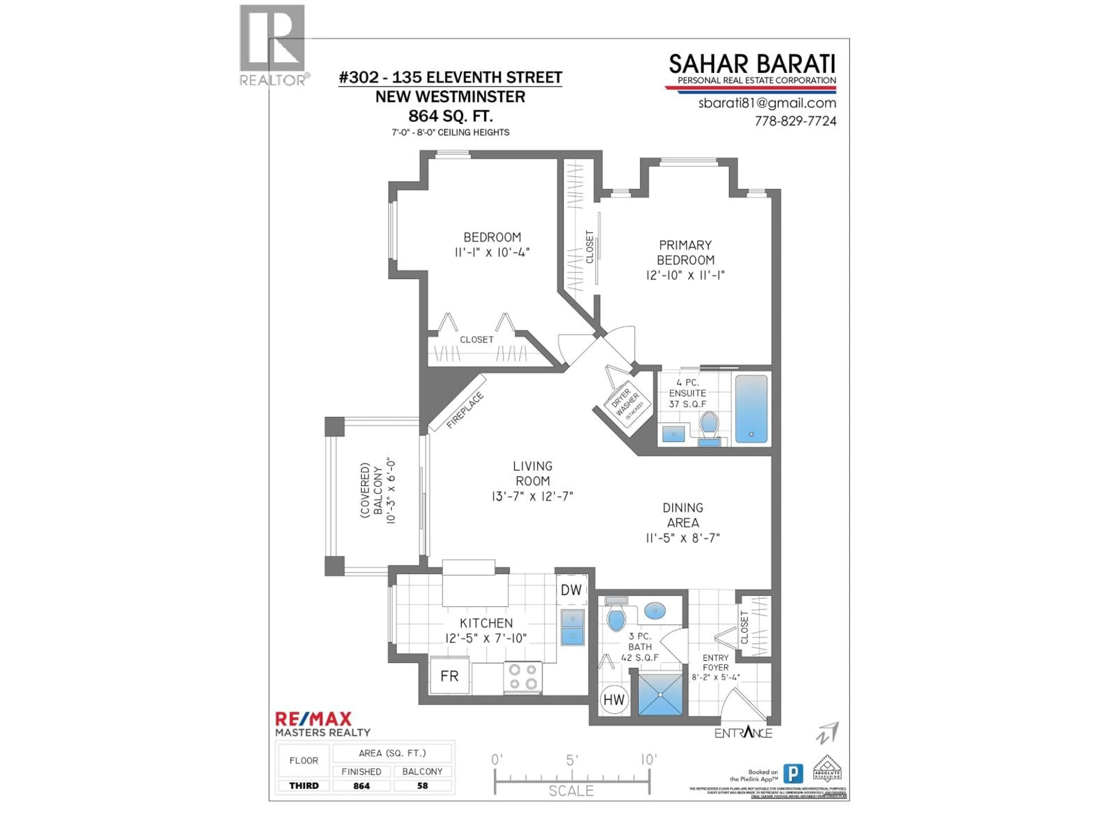 Floor plan for 302 - 135 ELEVENTH STREET, New Westminster British Columbia V3M4C7
