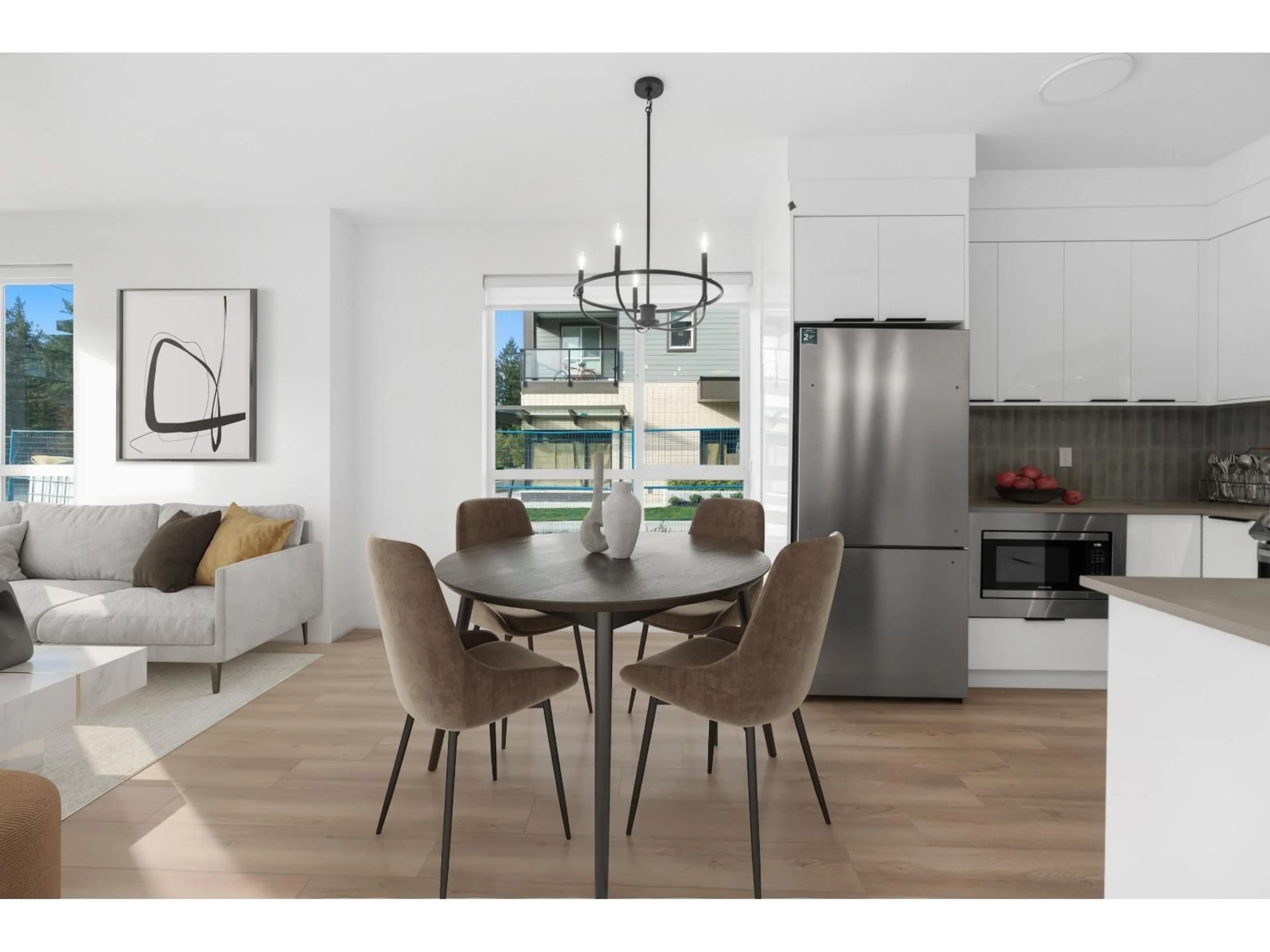 Open concept kitchen, wood/laminate floor for 38 - 18850 72A AVE, Surrey British Columbia V4N6X2