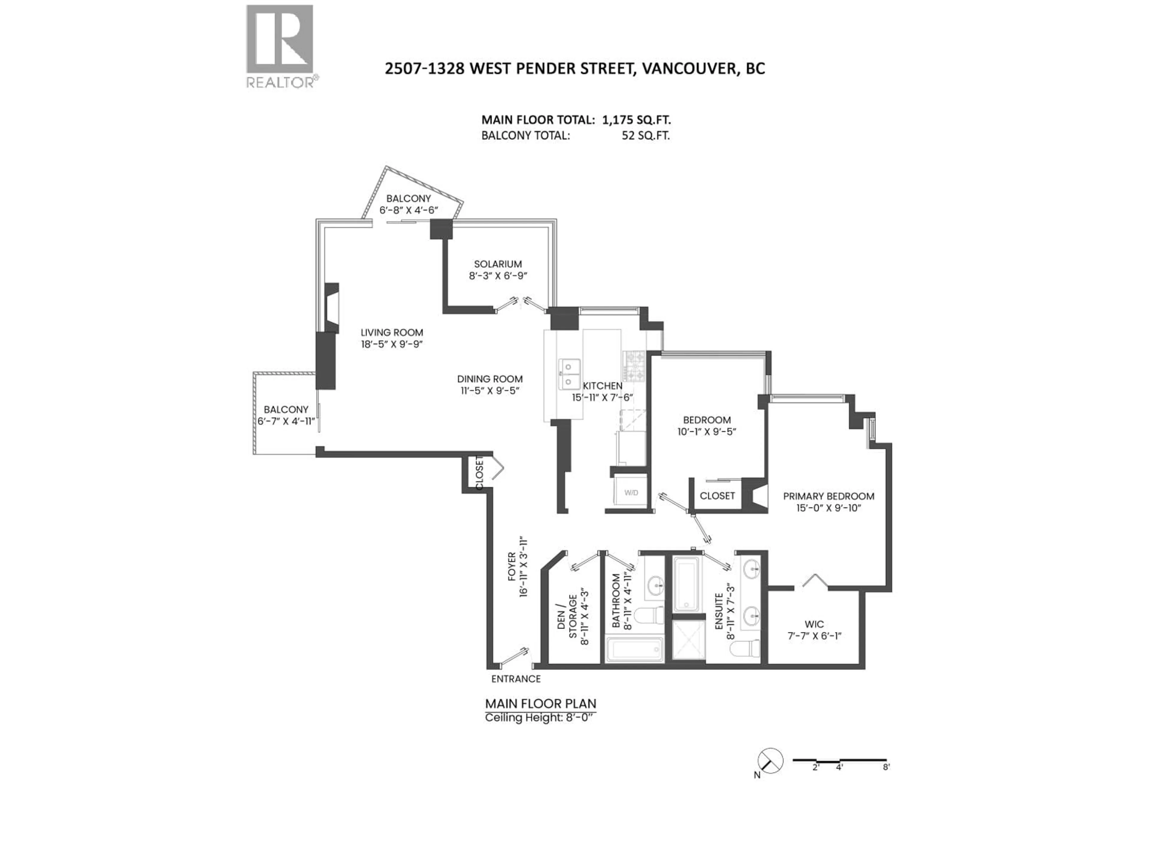 Floor plan for 2507 - 1328 PENDER STREET, Vancouver British Columbia V6E4T1